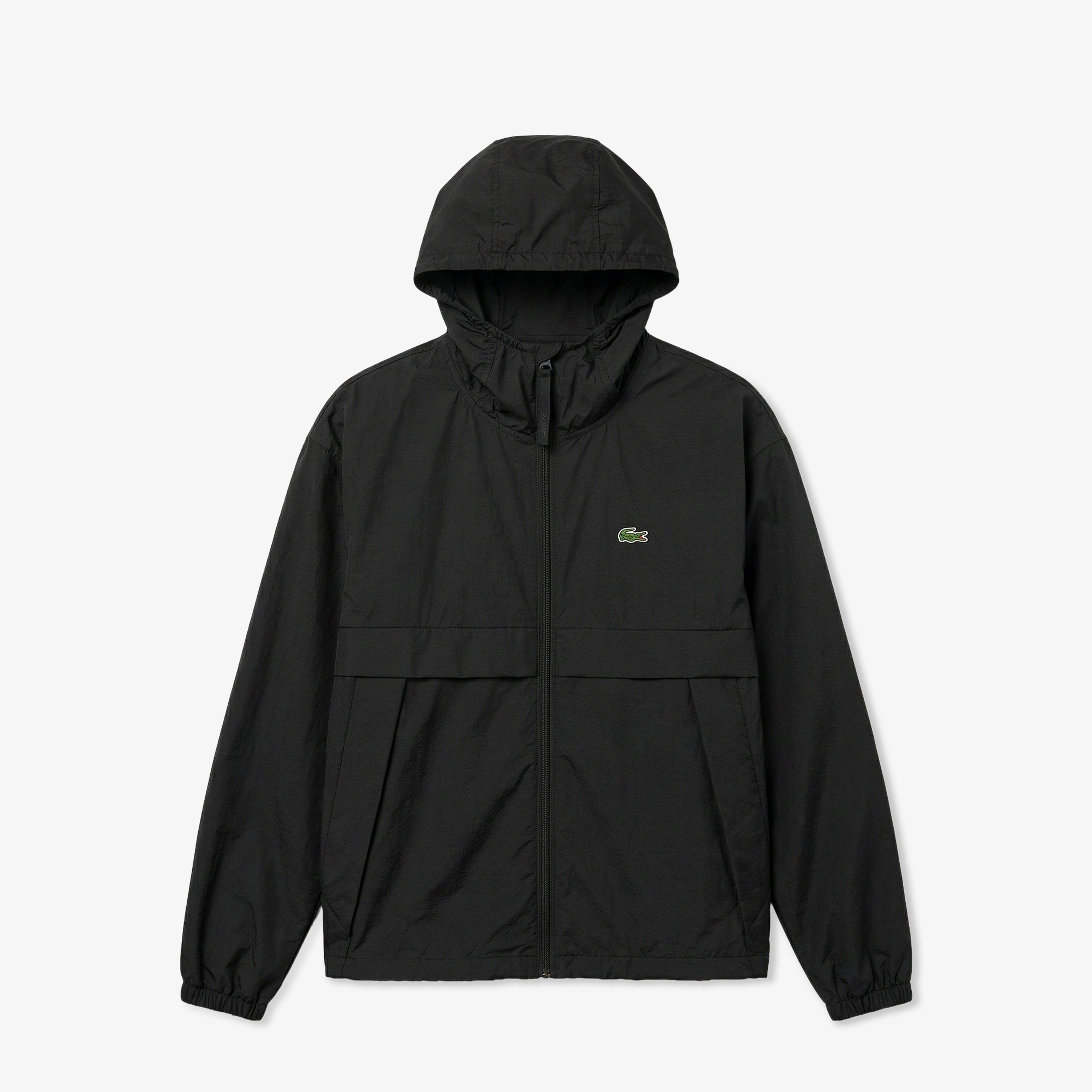 Erkek Kapüşonlu Siyah Yağmurluk