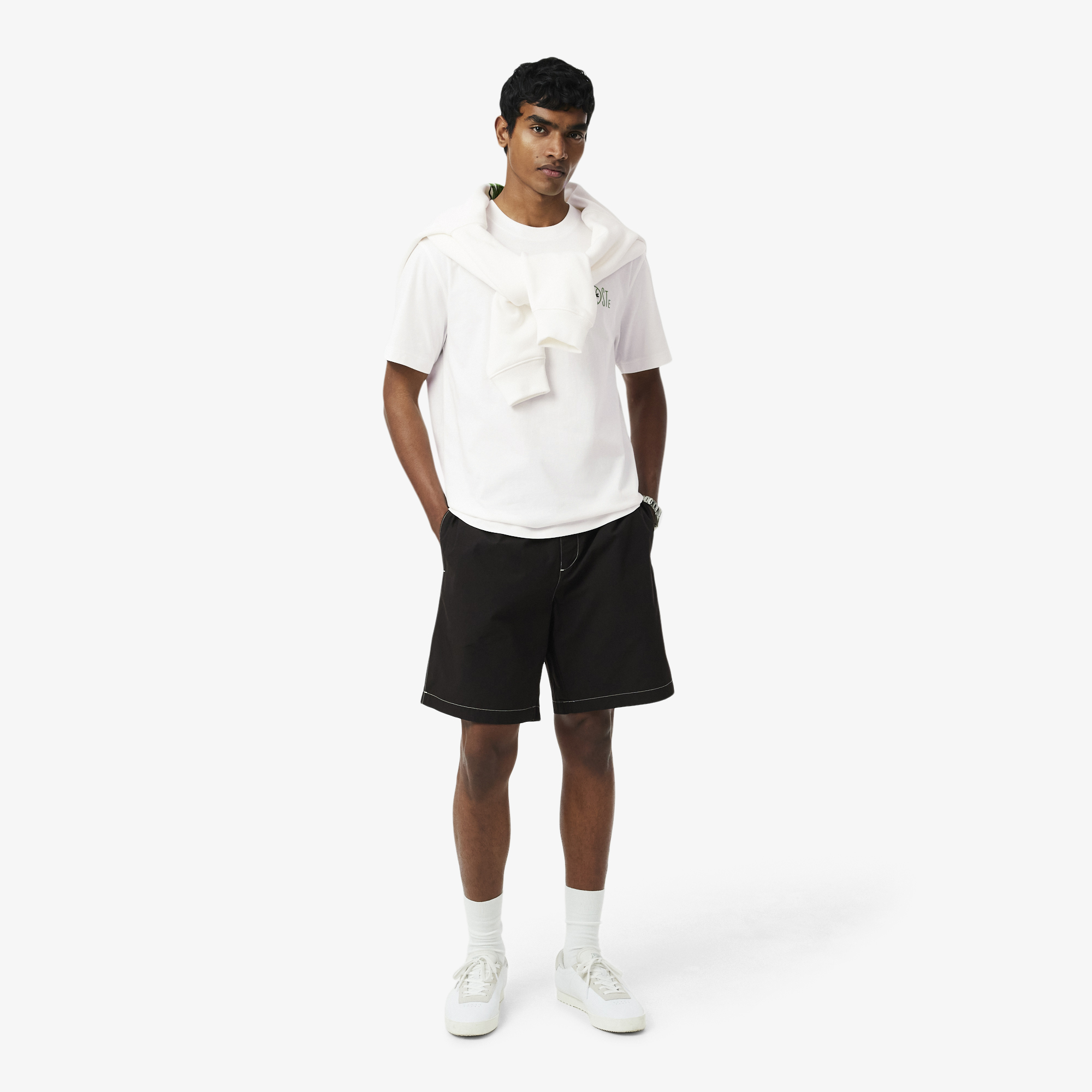 Lacoste Erkek Classic Fit Baskılı Beyaz T-Shirt görsel 7