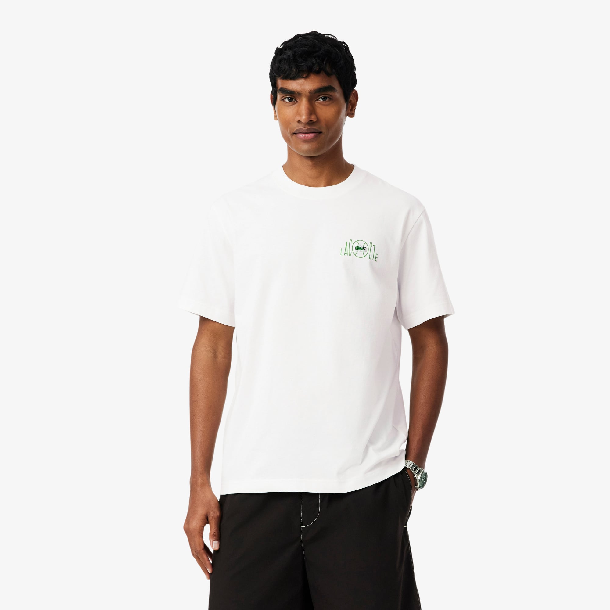 Lacoste Erkek Classic Fit Baskılı Beyaz T-Shirt