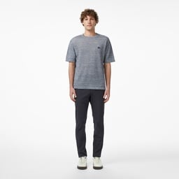 Erkek Classic Fit Kısa Kollu Bisiklet Yaka Keten Lacivert Triko Lacivert