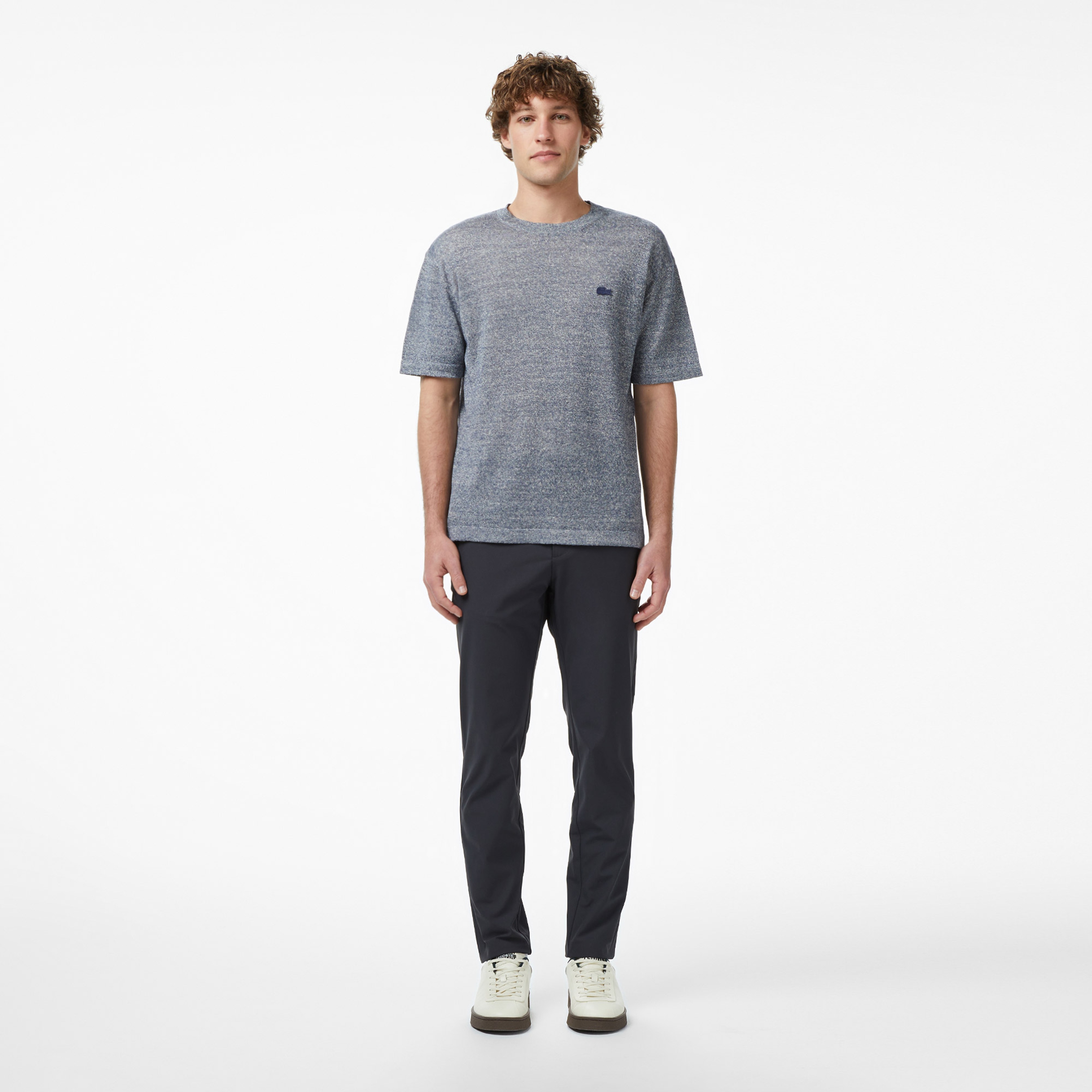 Erkek Classic Fit Kısa Kollu Bisiklet Yaka Keten Lacivert Triko Erkek Classic Fit Kısa Kollu Bisiklet Yaka Keten Lacivert Triko