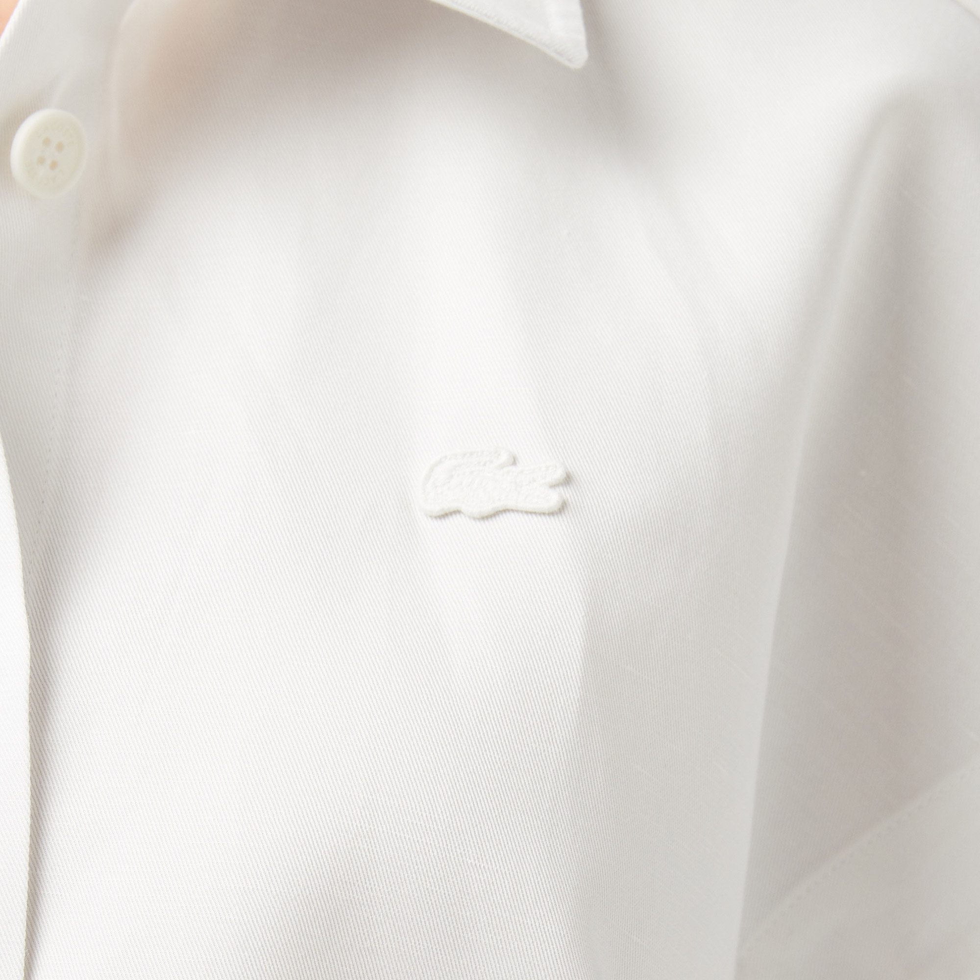 Lacoste Kadın Regular Fit Kısa Kollu Düğmeli Yaka Krem Gömlek görsel 5