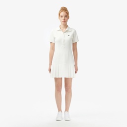 Kadın Classic Fit Kısa Kollu Polo Yaka Krem Elbise Krem