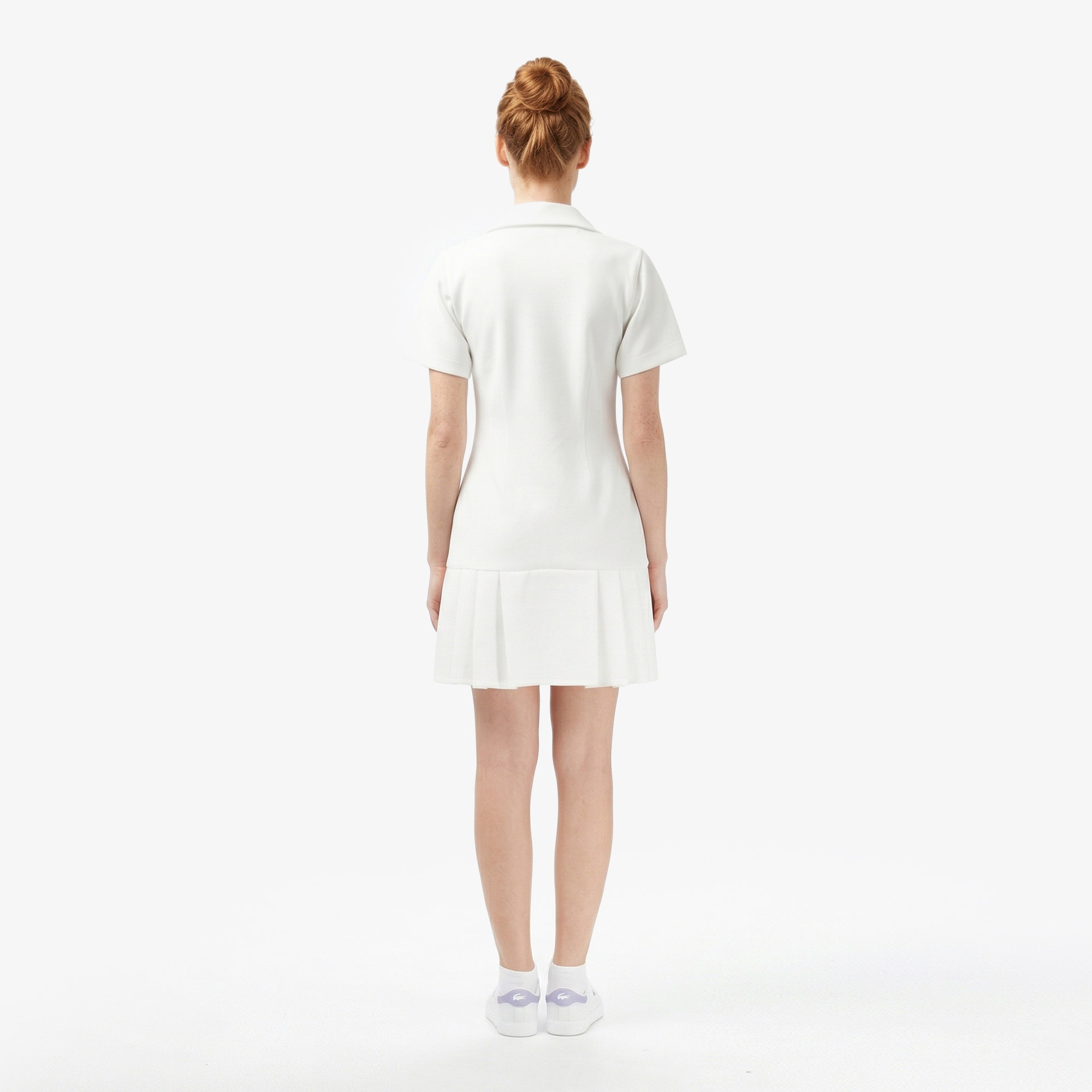 Kadın Classic Fit Kısa Kollu Polo Yaka Krem Elbise