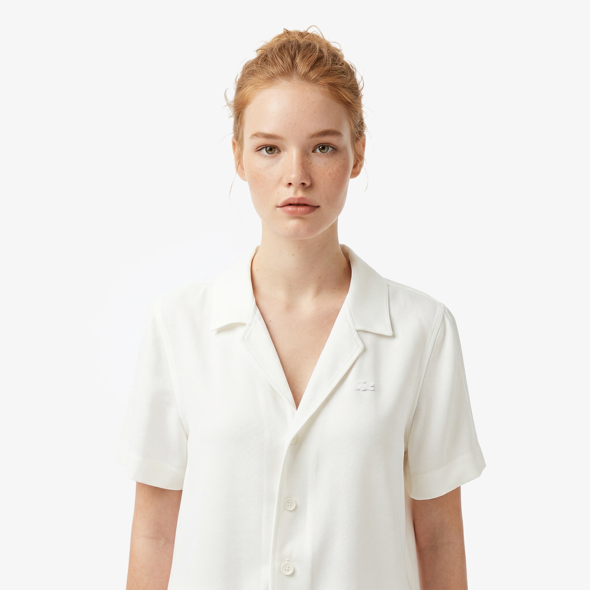 Kadın Regular Fit Kısa Kollu Krem Gömlek