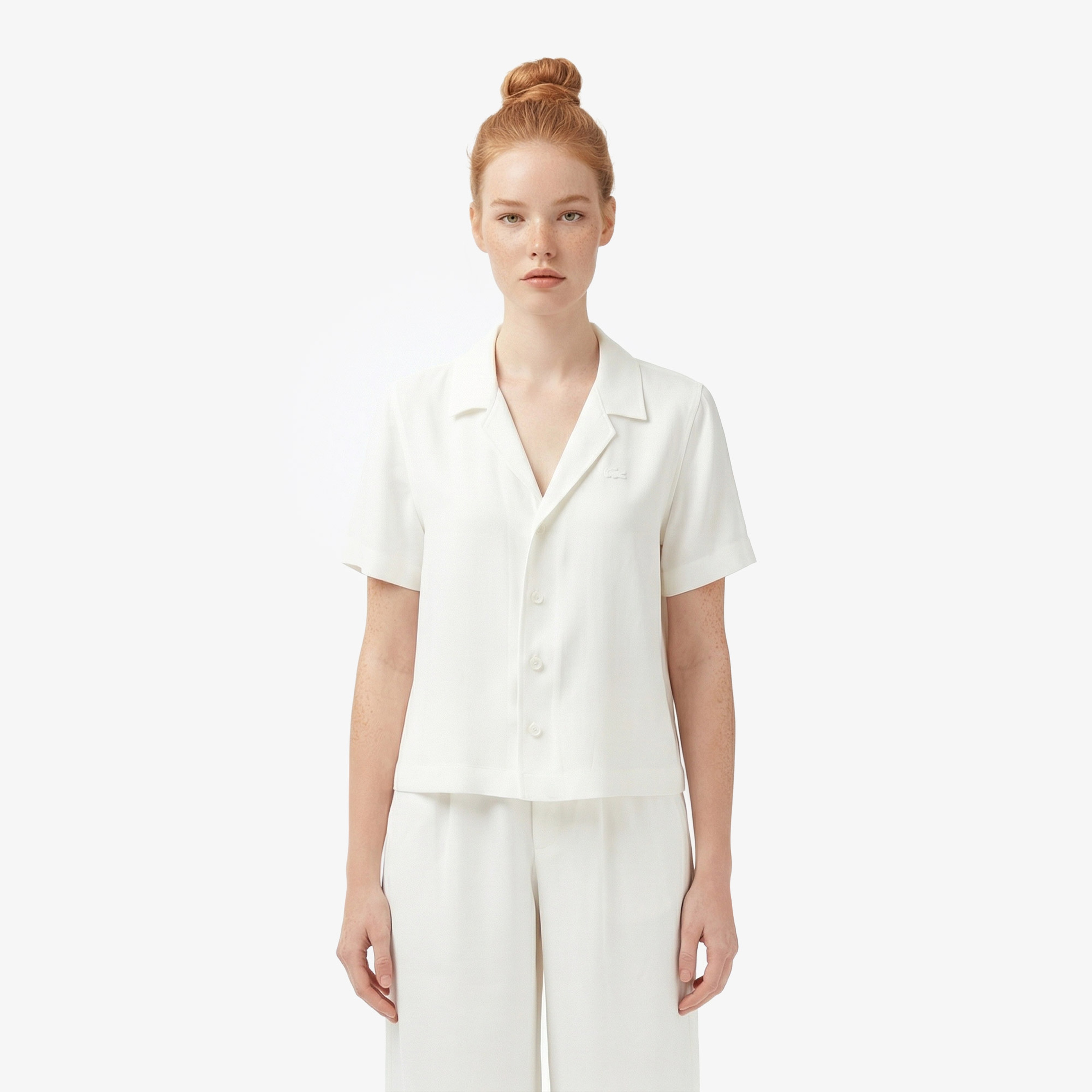 Kadın Regular Fit Kısa Kollu Krem Gömlek