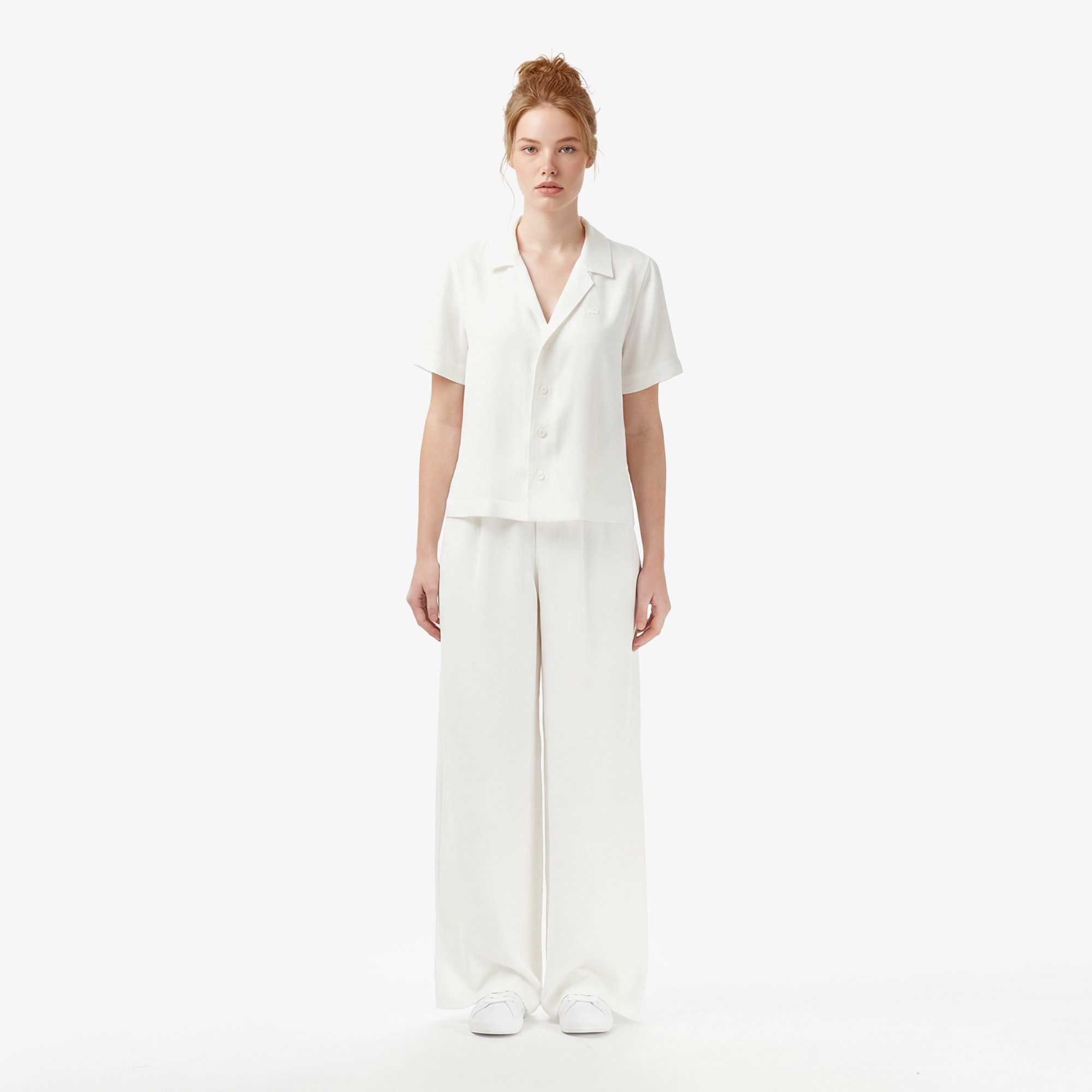 Kadın Regular Fit Kısa Kollu Krem Gömlek