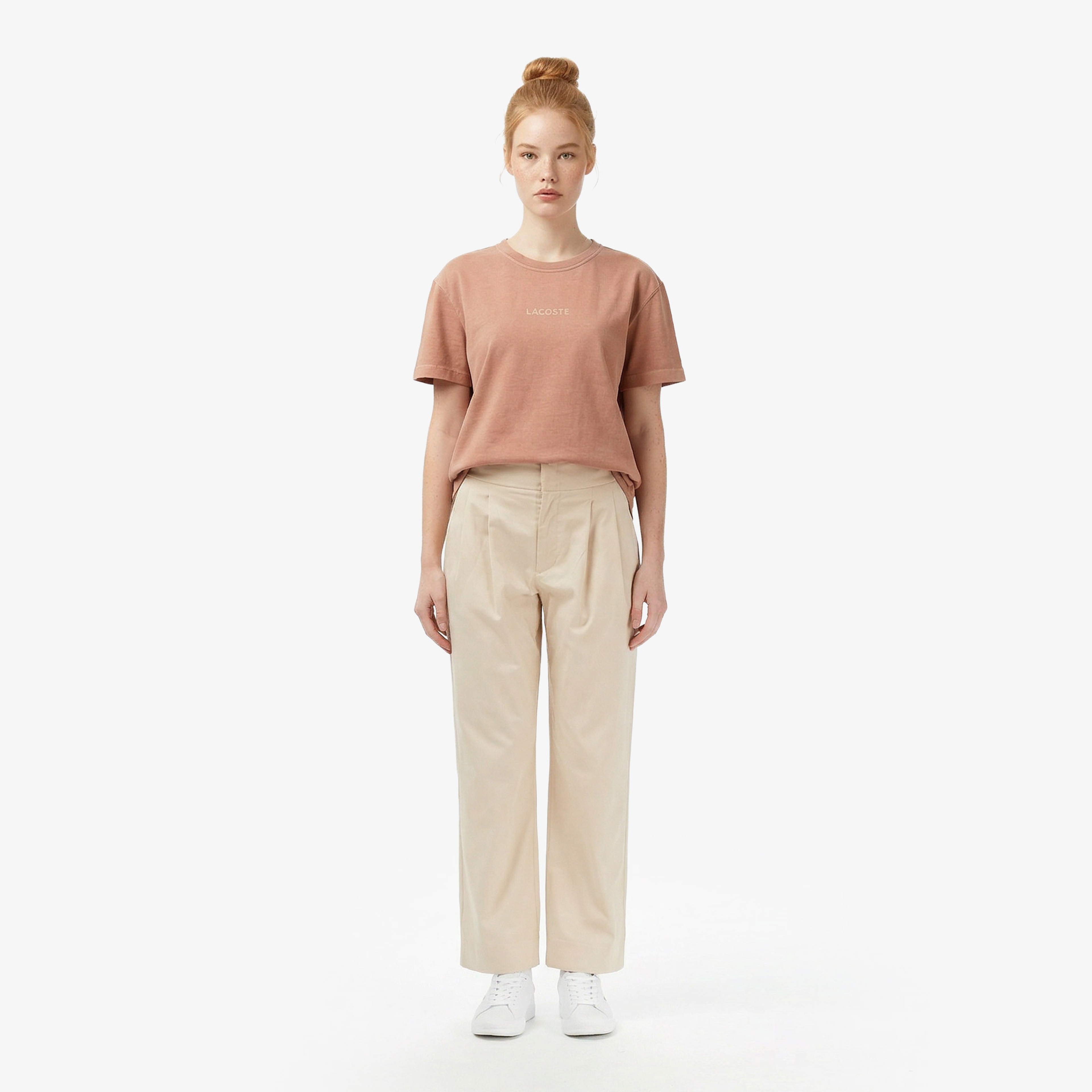 Kadın Relaxed Fit Bisiklet Yaka Pembe T-Shirt
