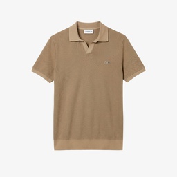Erkek Regular Fit V yaka Kahverengi Polo Kahverengi