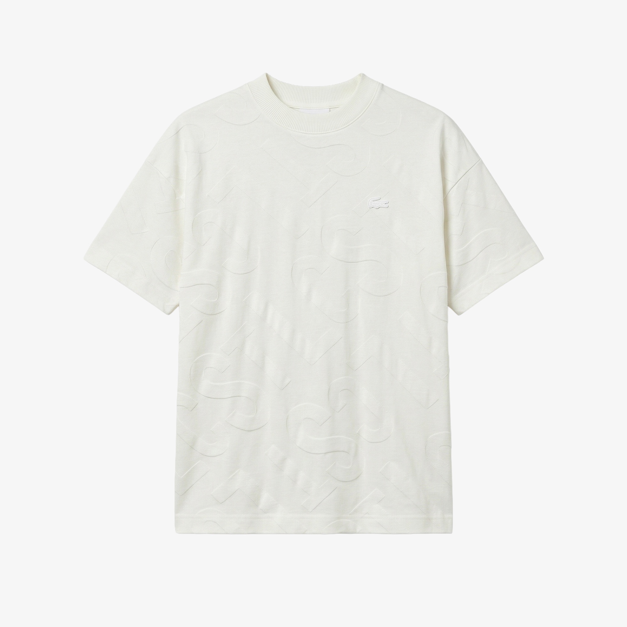 Erkek Bisiklet Yaka Desenli Beyaz T-Shirt