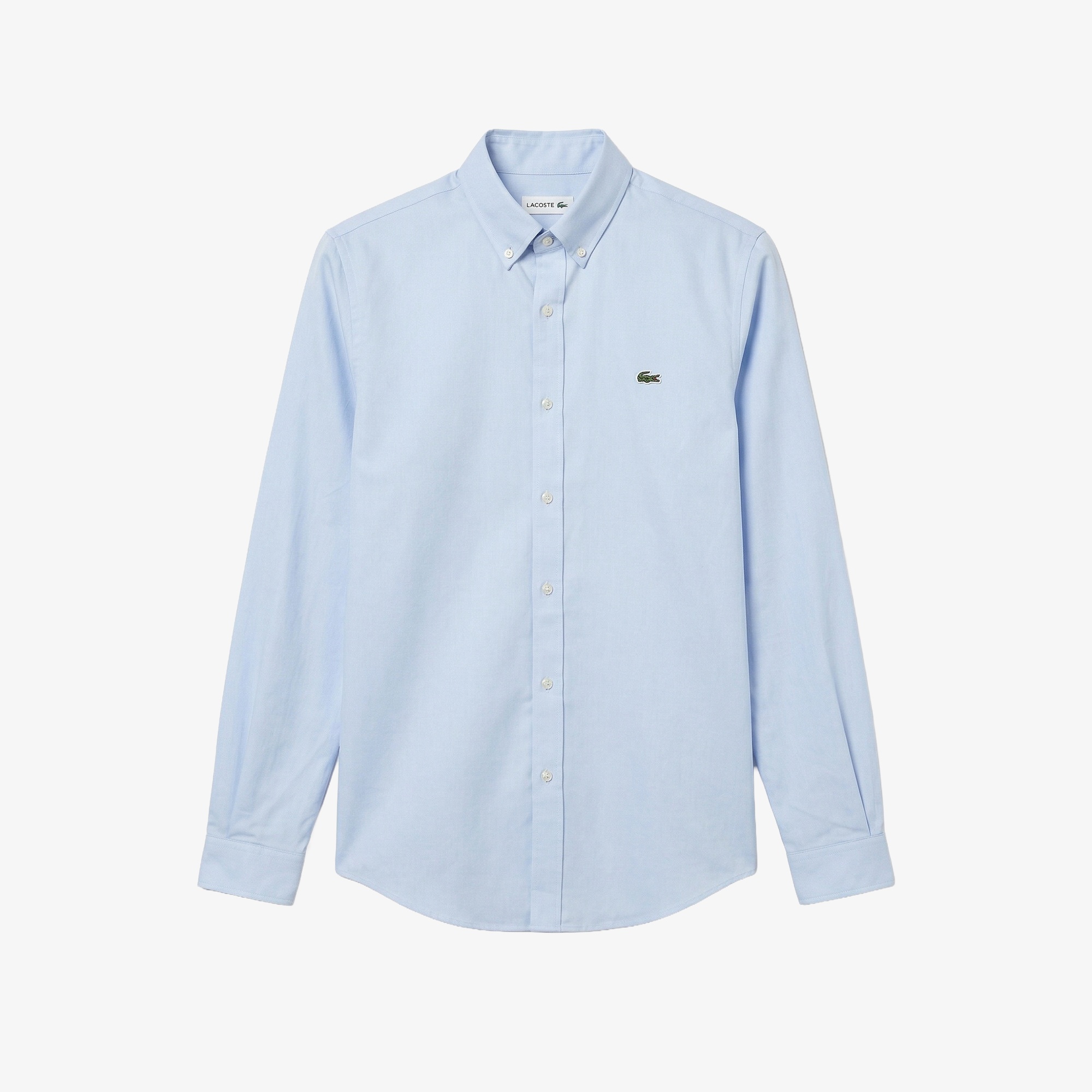 Erkek Slim Fit Düğmeli Yaka Açık Mavi Gömlek