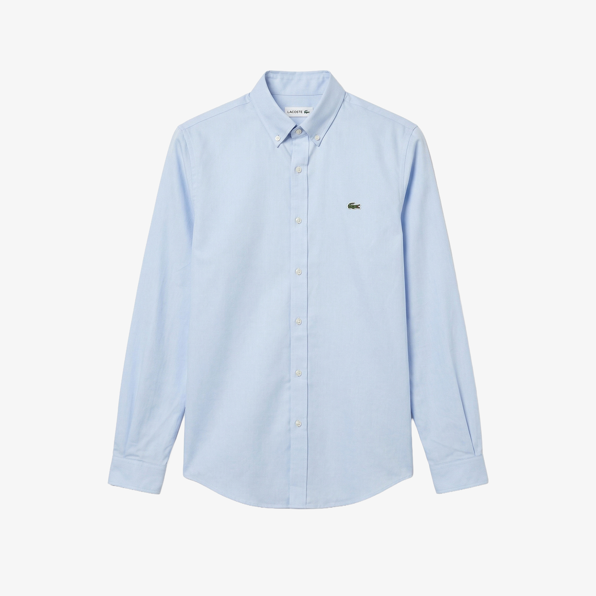 Erkek Slim Fit Düğmeli Yaka Açık Mavi Gömlek