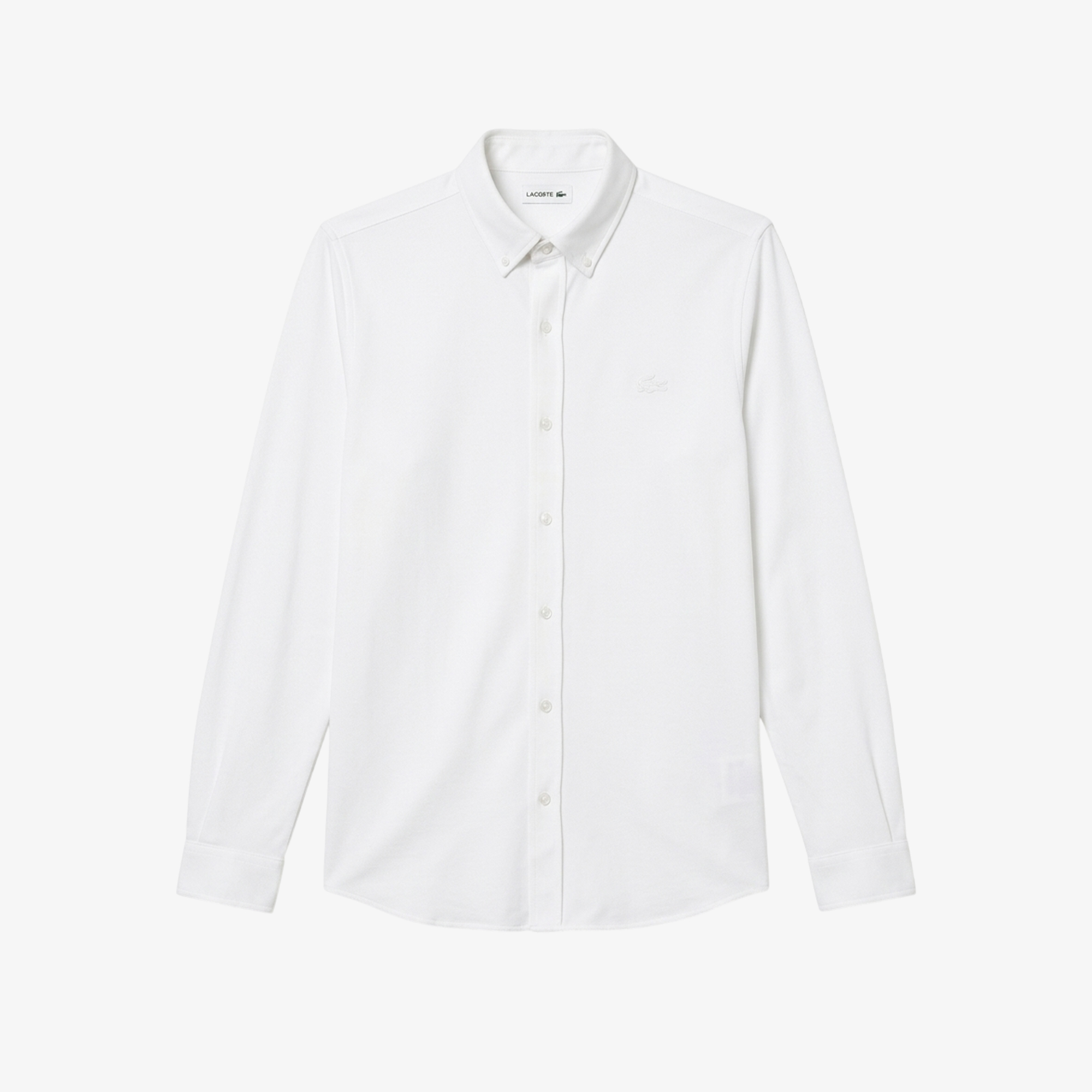 Erkek Slim Fit Düğmeli Yaka Beyaz Gömlek