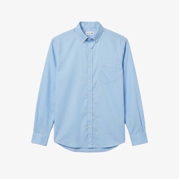 Erkek Regular Fit Düğmeli Yaka Mavi Gömlek Mavi