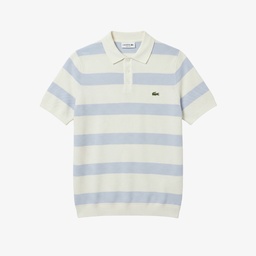 Erkek Gömlek Yaka Çizgili Açık Mavi Triko Mavi