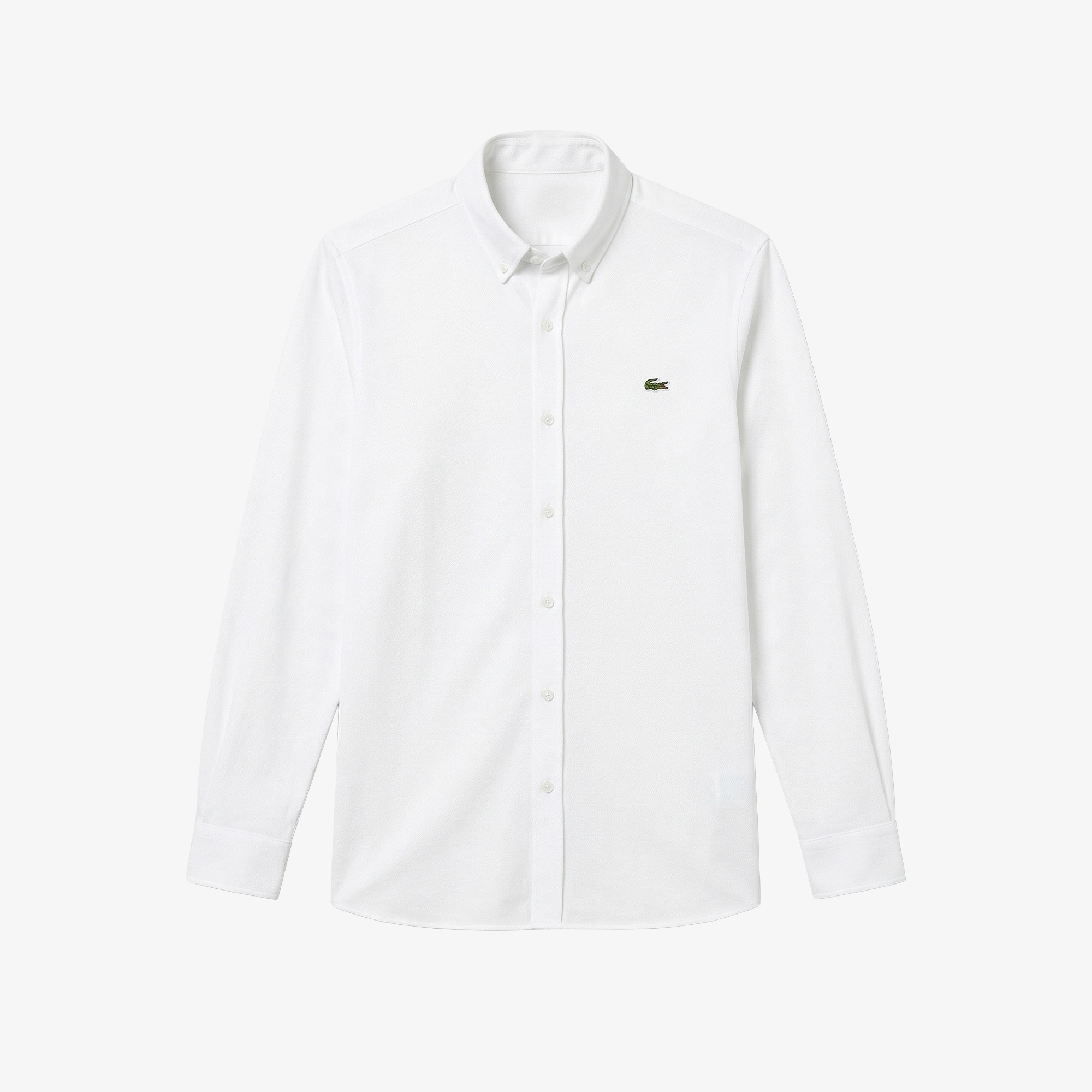 Erkek Slim Fit Düğmeli Yaka Beyaz Gömlek