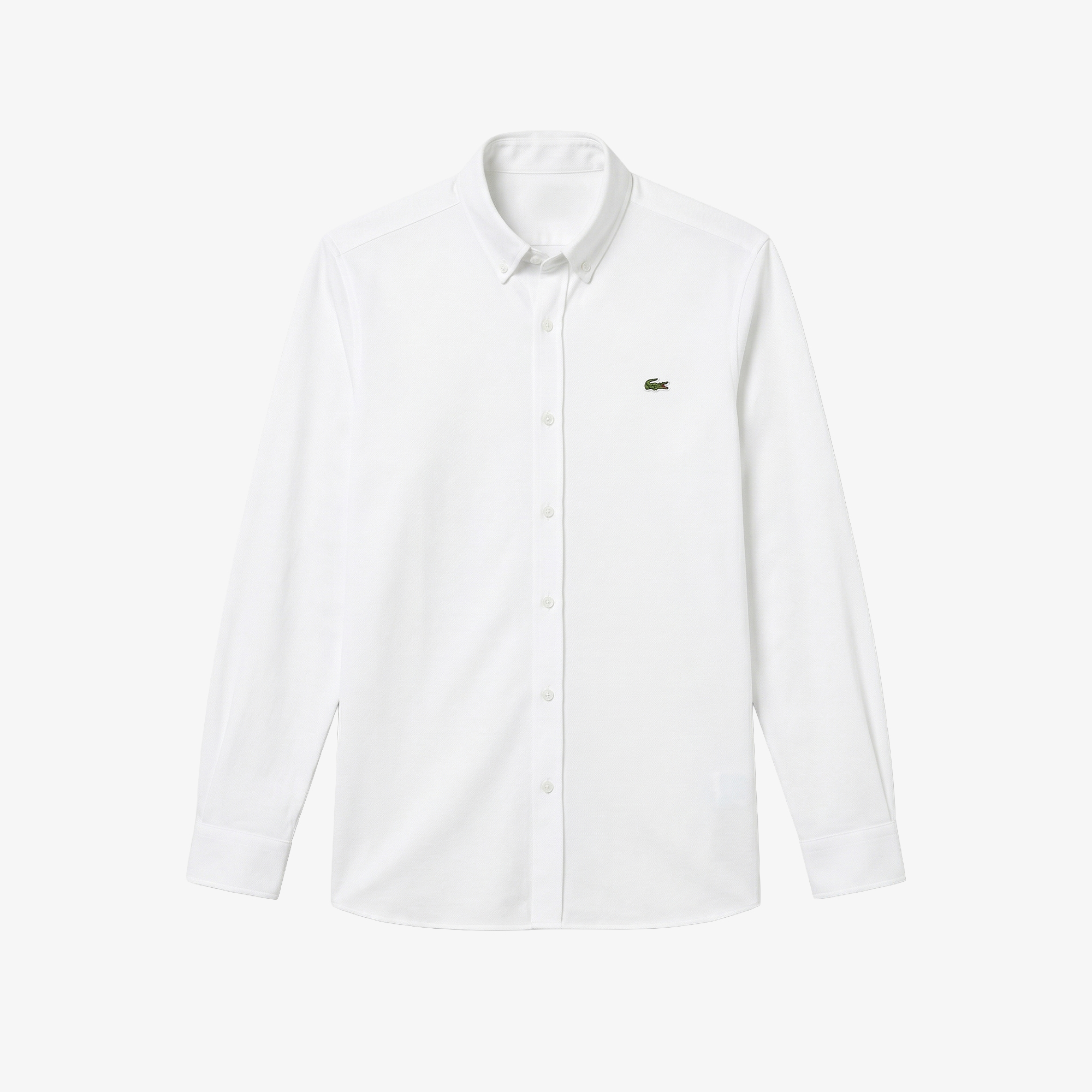 Erkek Slim Fit Düğmeli Yaka Beyaz Gömlek