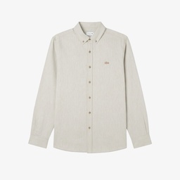 Erkek Regular Fit Düğmeli Yaka Bej Gömlek Bej