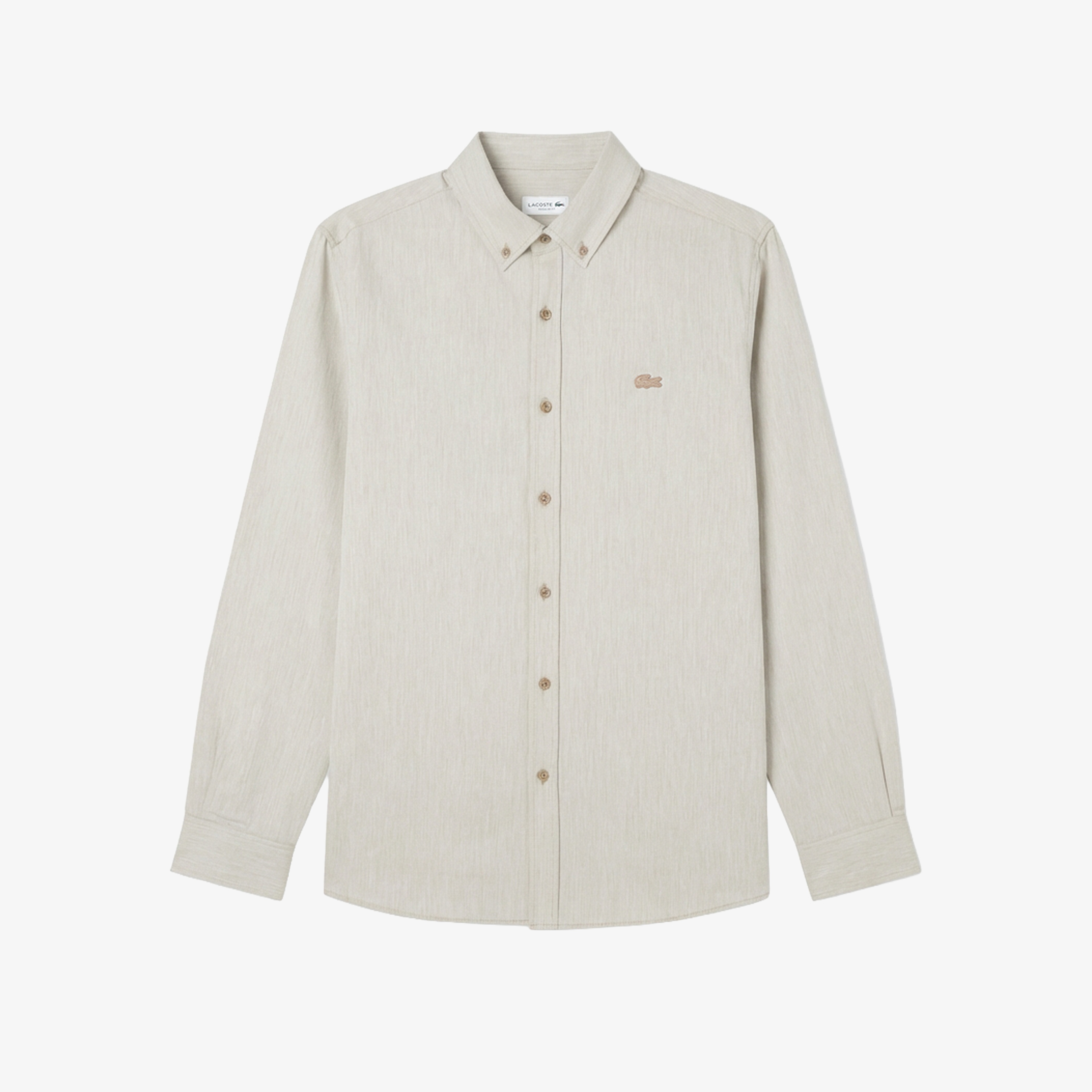 Erkek Regular Fit Düğmeli Yaka Bej Gömlek