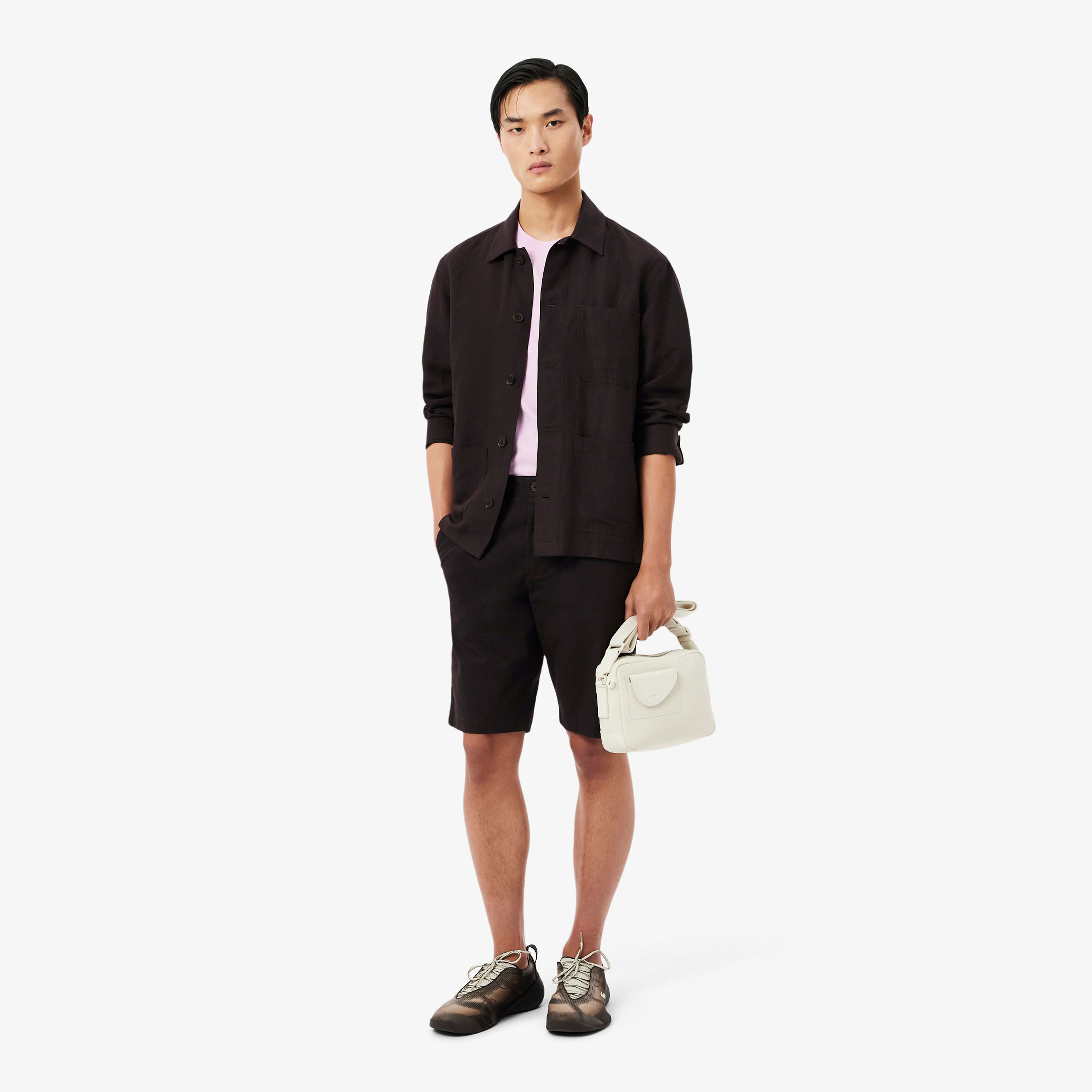 Erkek Slim Fit Koyu Kahverengi Bermuda Şort