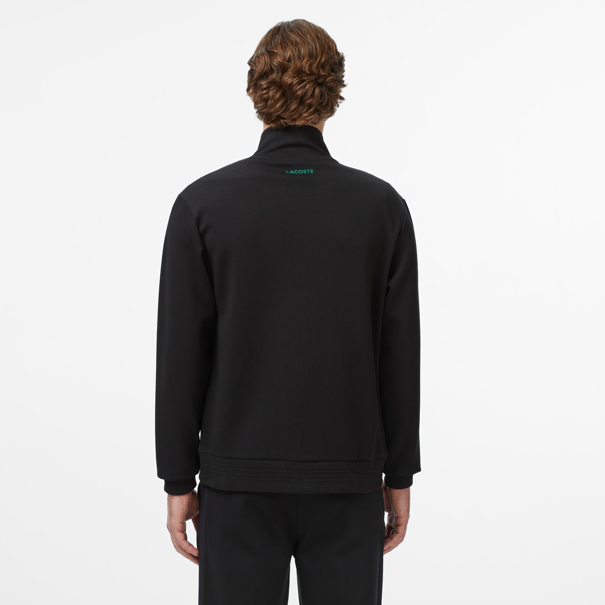 Erkek Slim Fit Fermuarlı Siyah Sweatshirt