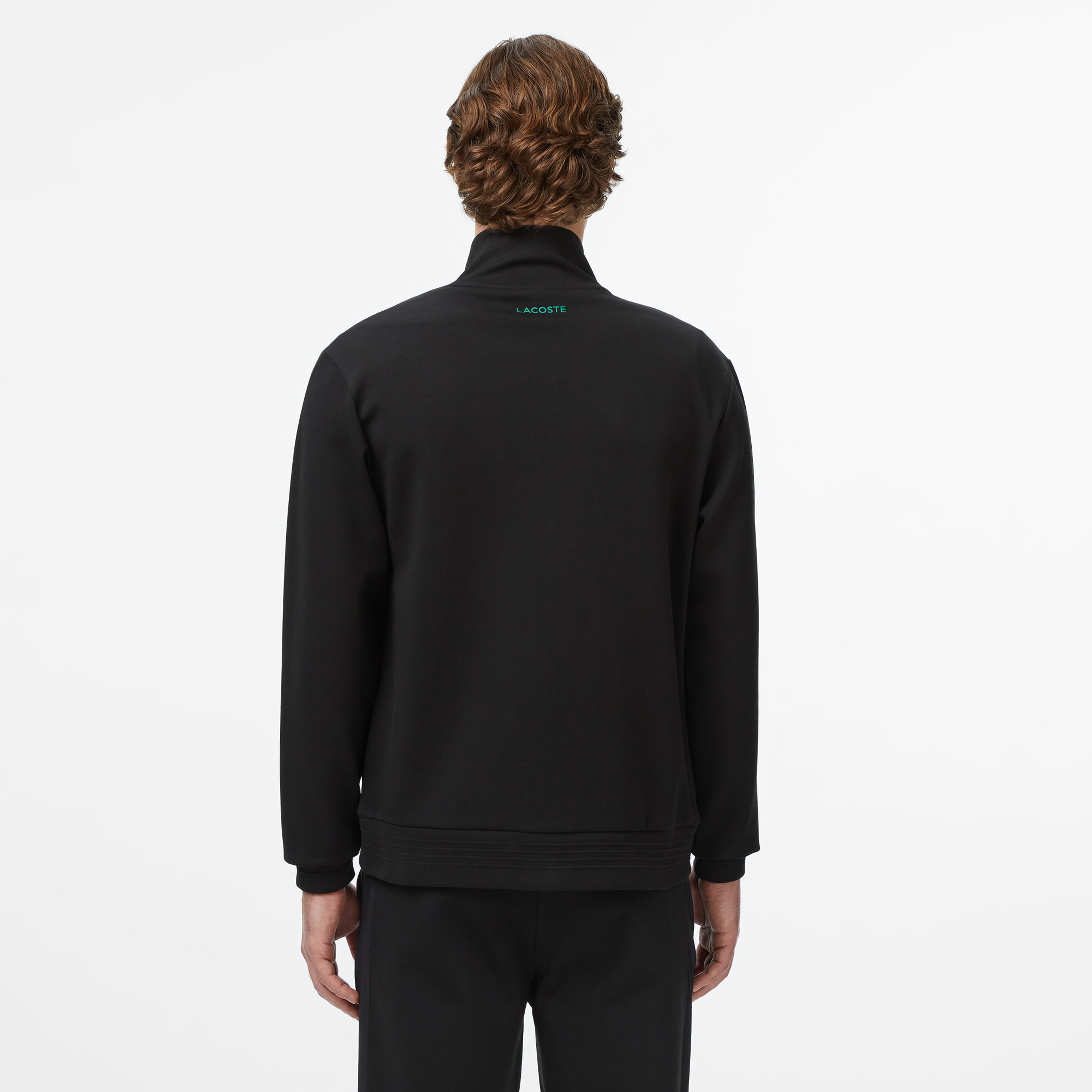 Erkek Slim Fit Fermuarlı Siyah Sweatshirt