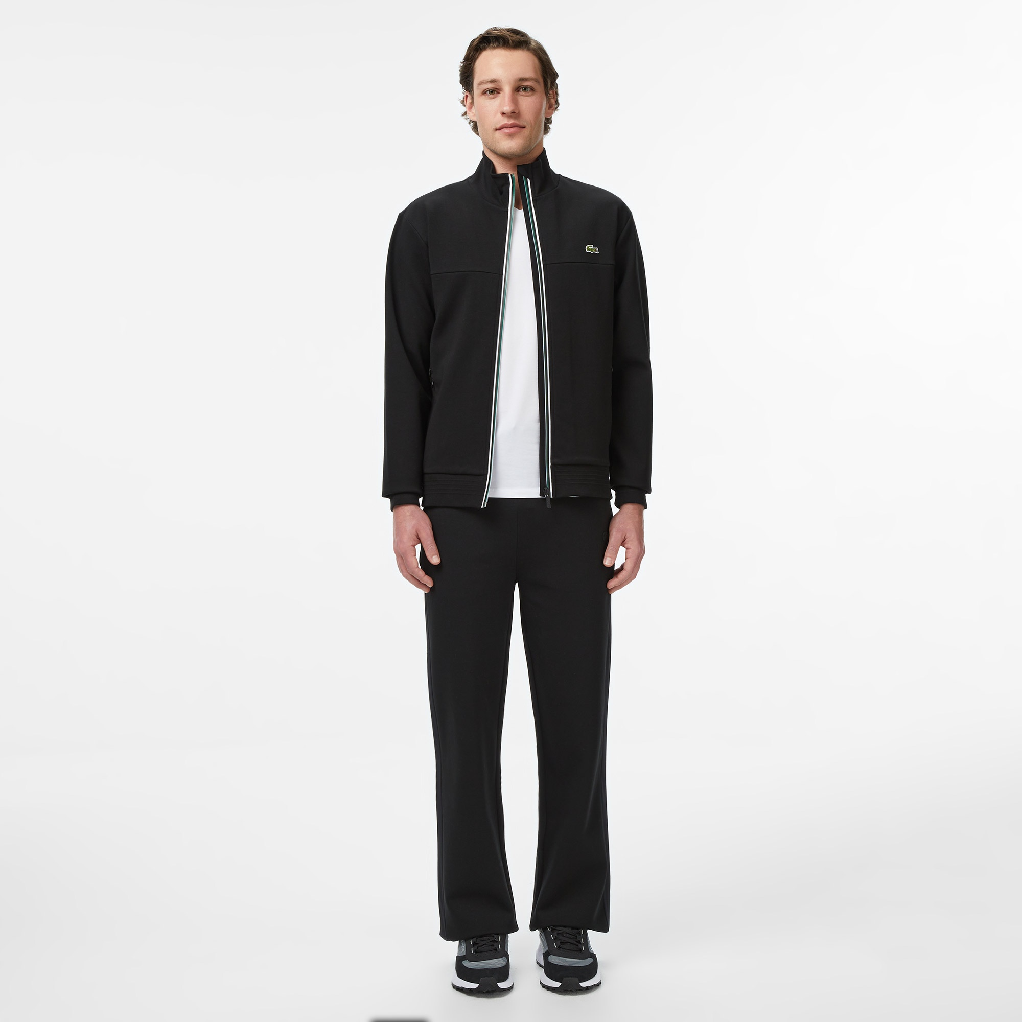 Erkek Slim Fit Fermuarlı Siyah Sweatshirt