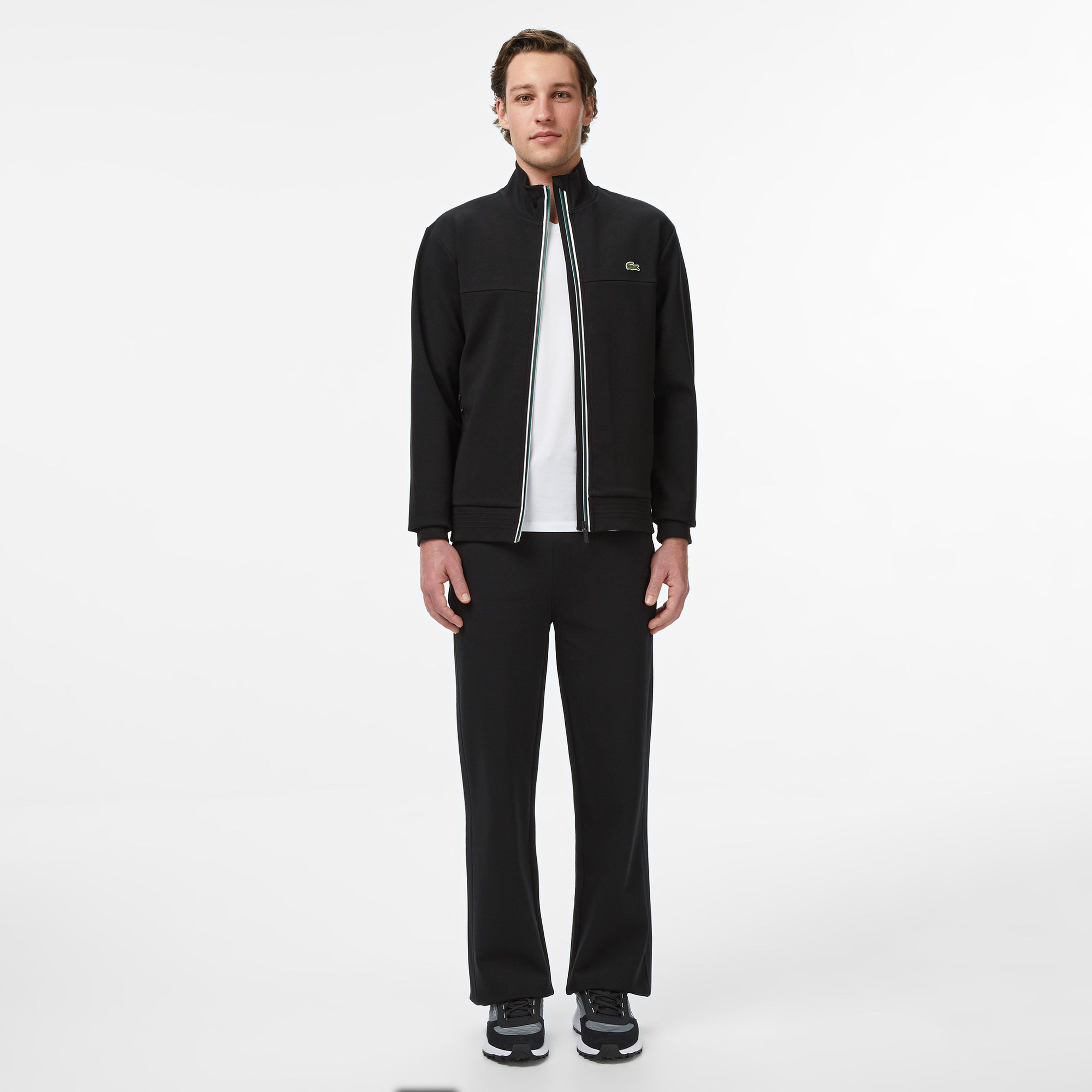 Erkek Slim Fit Fermuarlı Siyah Sweatshirt