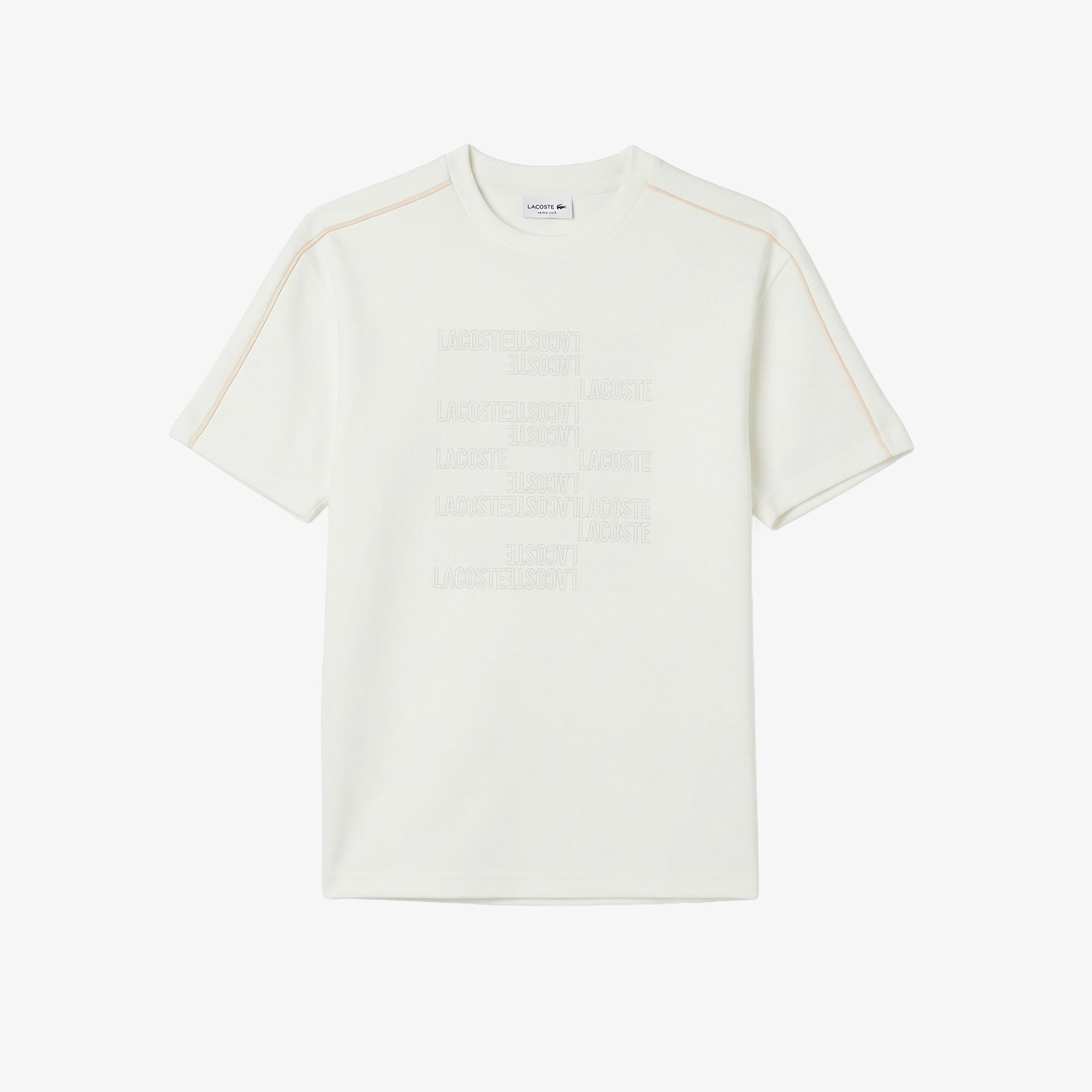 Erkek Relaxed Fit Bisiklet Yaka Baskılı Krem T-Shirt