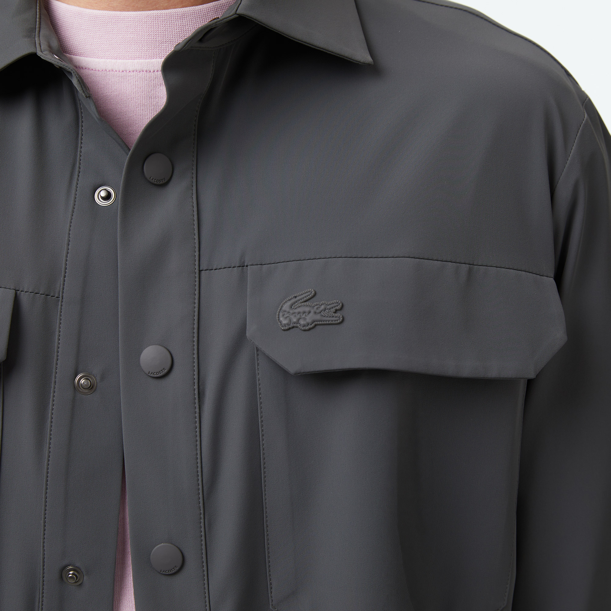 Lacoste Erkek Regular Fit Koyu Gri Dış Gömlek görsel 7
