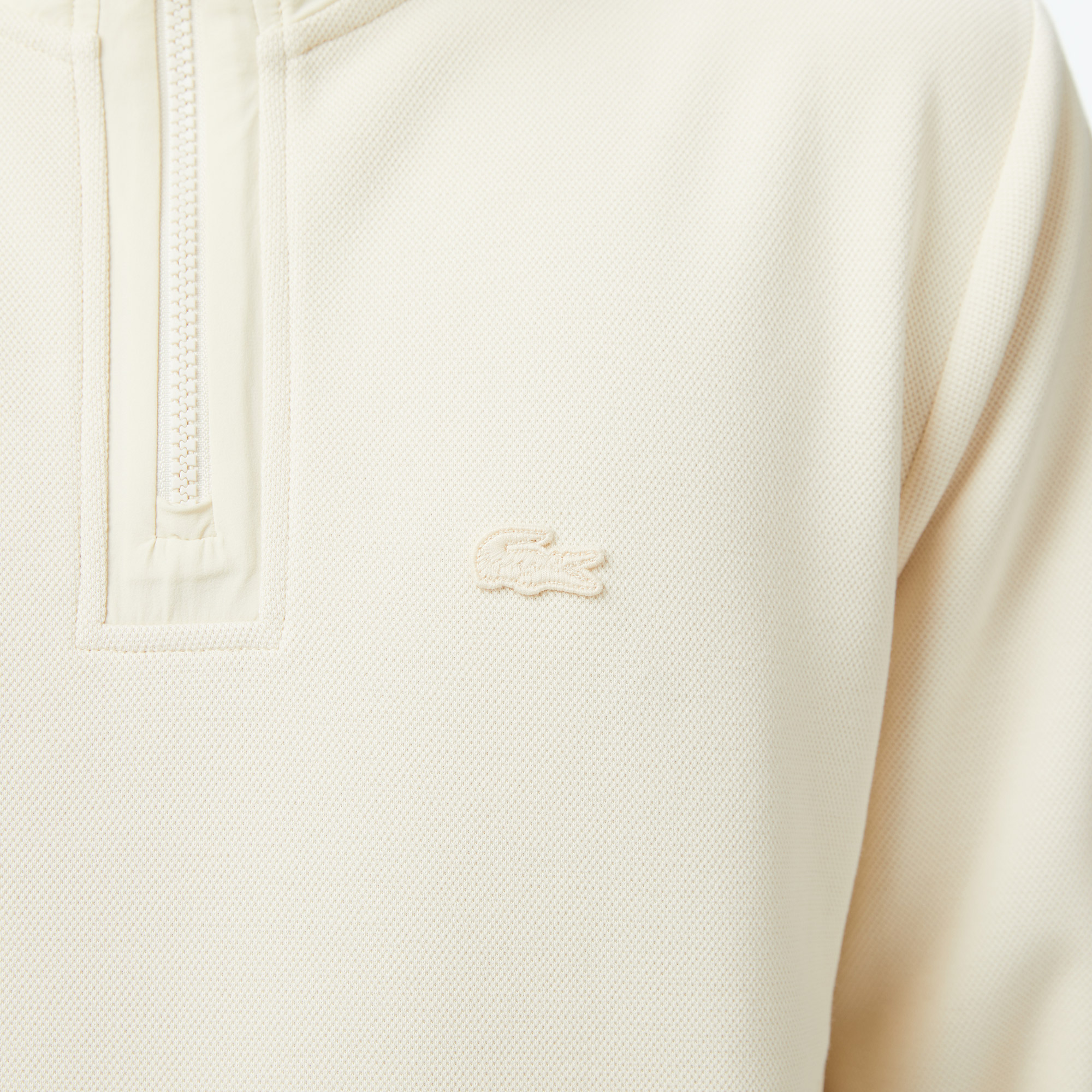 Lacoste Erkek Classic Fit Yarım Fermuarlı Bej Sweatshirt görsel 6
