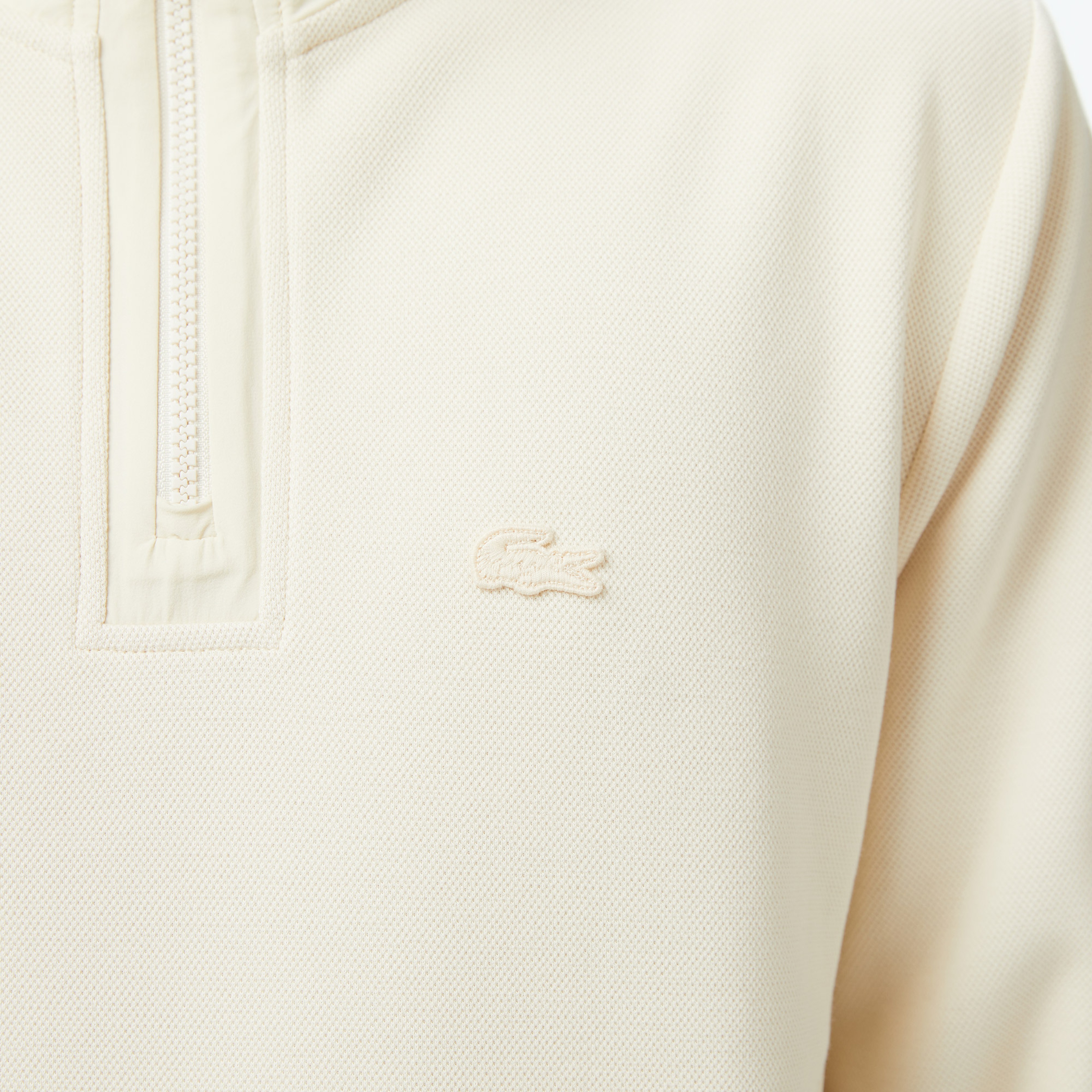 Erkek Classic Fit Yarım Fermuarlı Bej Sweatshirt