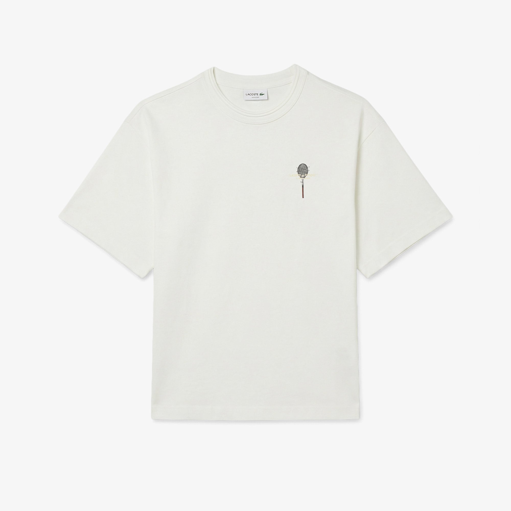 Lacoste Erkek Loose Fit Bisiklet Yaka Beyaz T-Shirt görsel 3