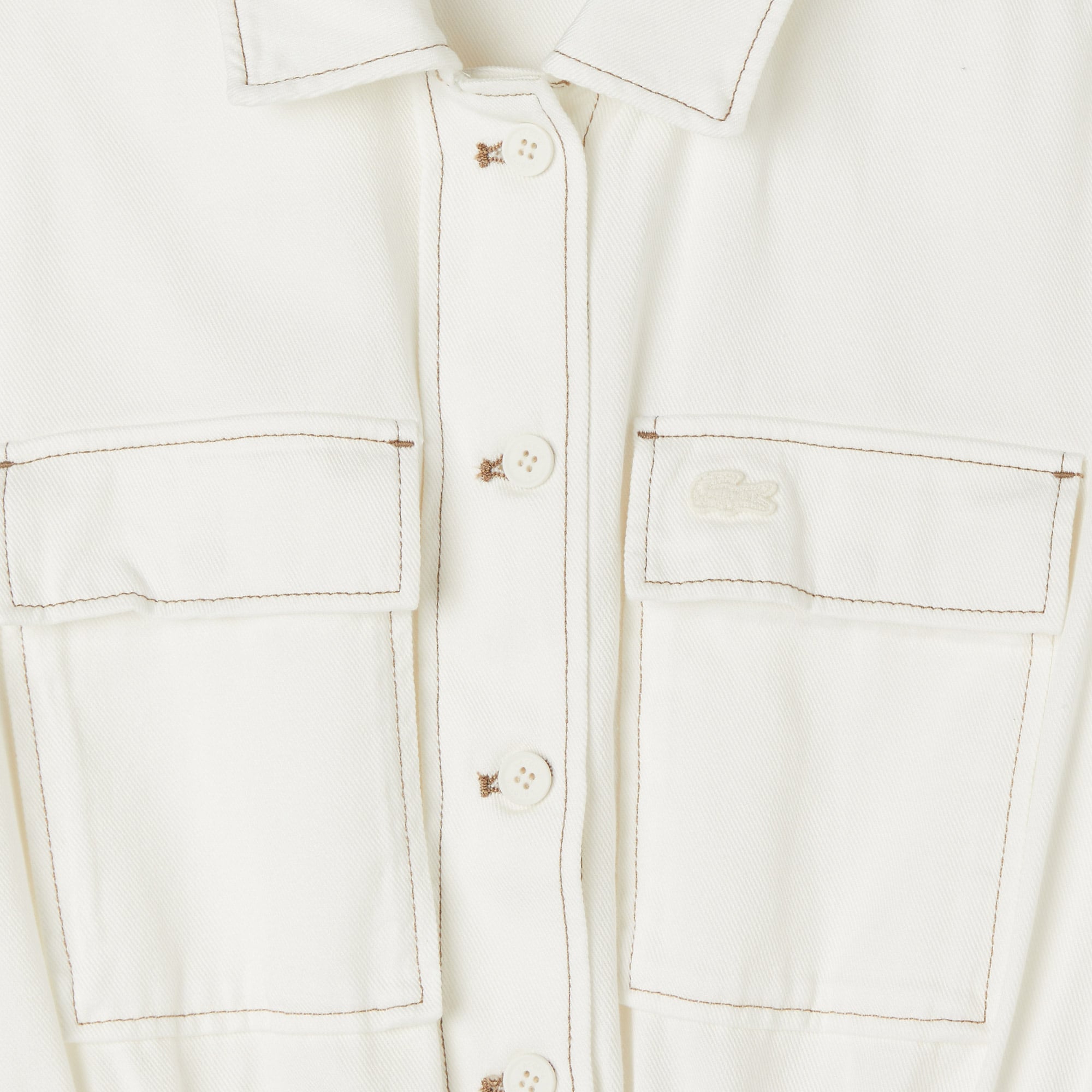 Lacoste Kadın Flare Fit Kısa Kollu Krem Elbise görsel 4