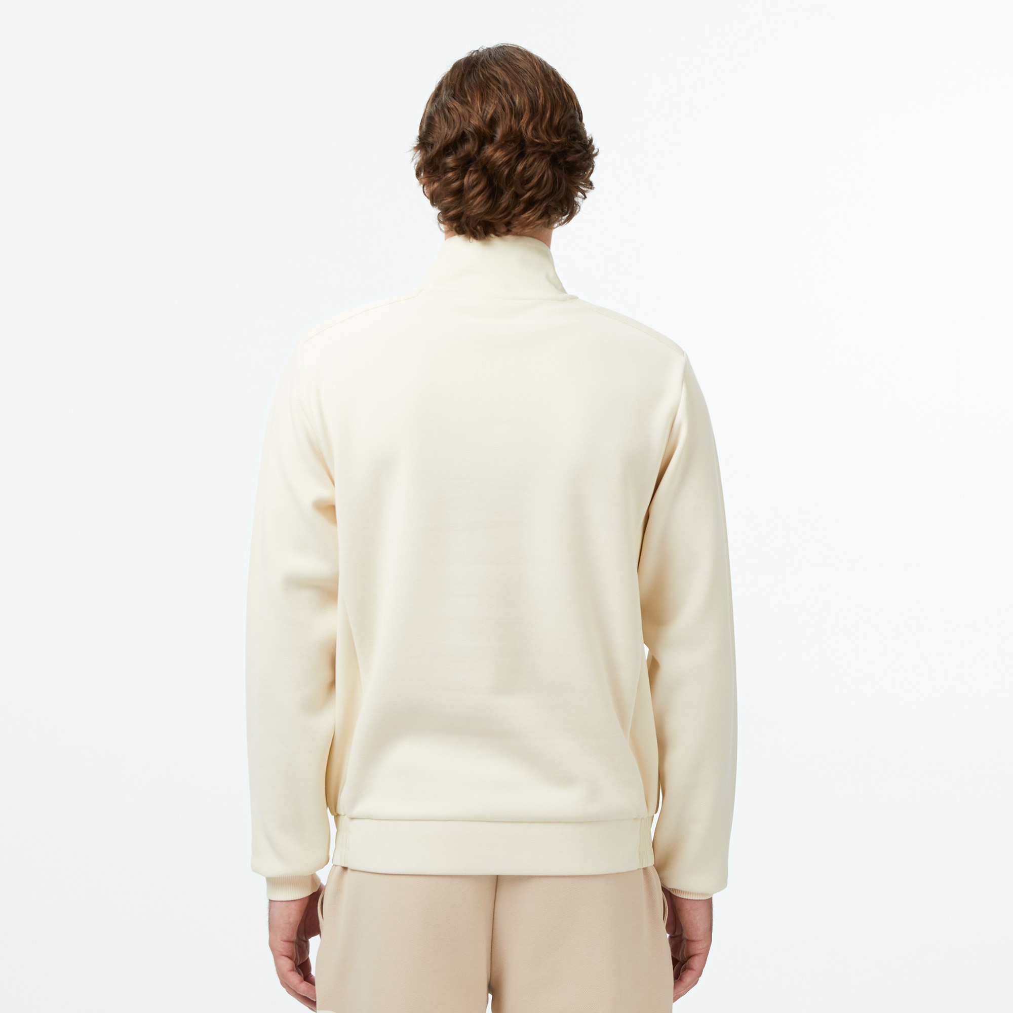 Erkek Classic Fit Yarım Fermuarlı Bej Sweatshirt