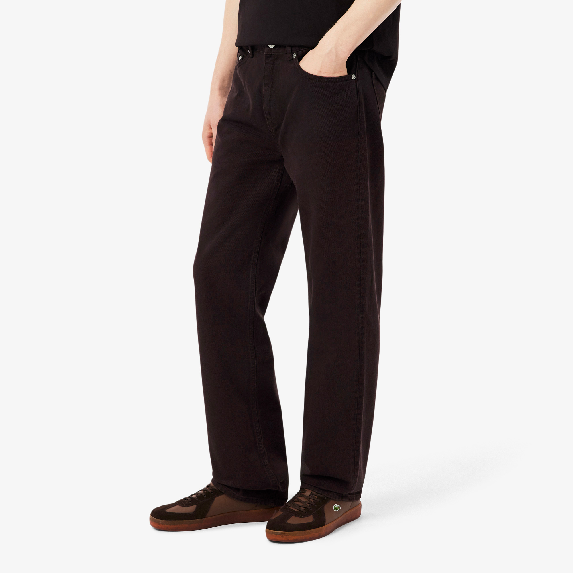 Lacoste Erkek Straight Fit Koyu Kahverengi Jean Pantolon görsel 2