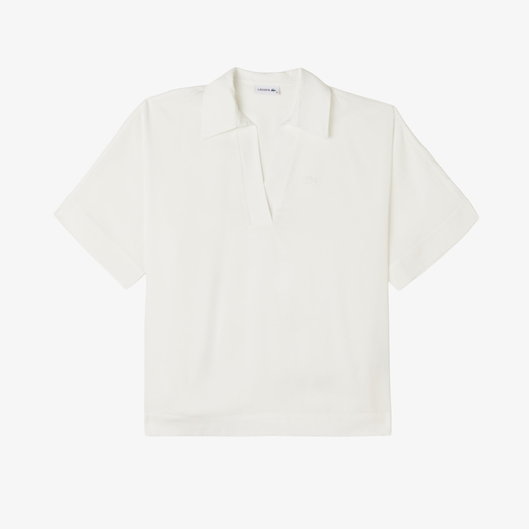 Kadın Regular Fit Kısa Kollu Polo Yaka Beyaz Bluz