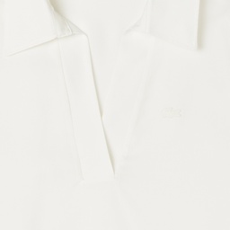 Kadın Regular Fit Kısa Kollu Polo Yaka Beyaz Bluz Beyaz