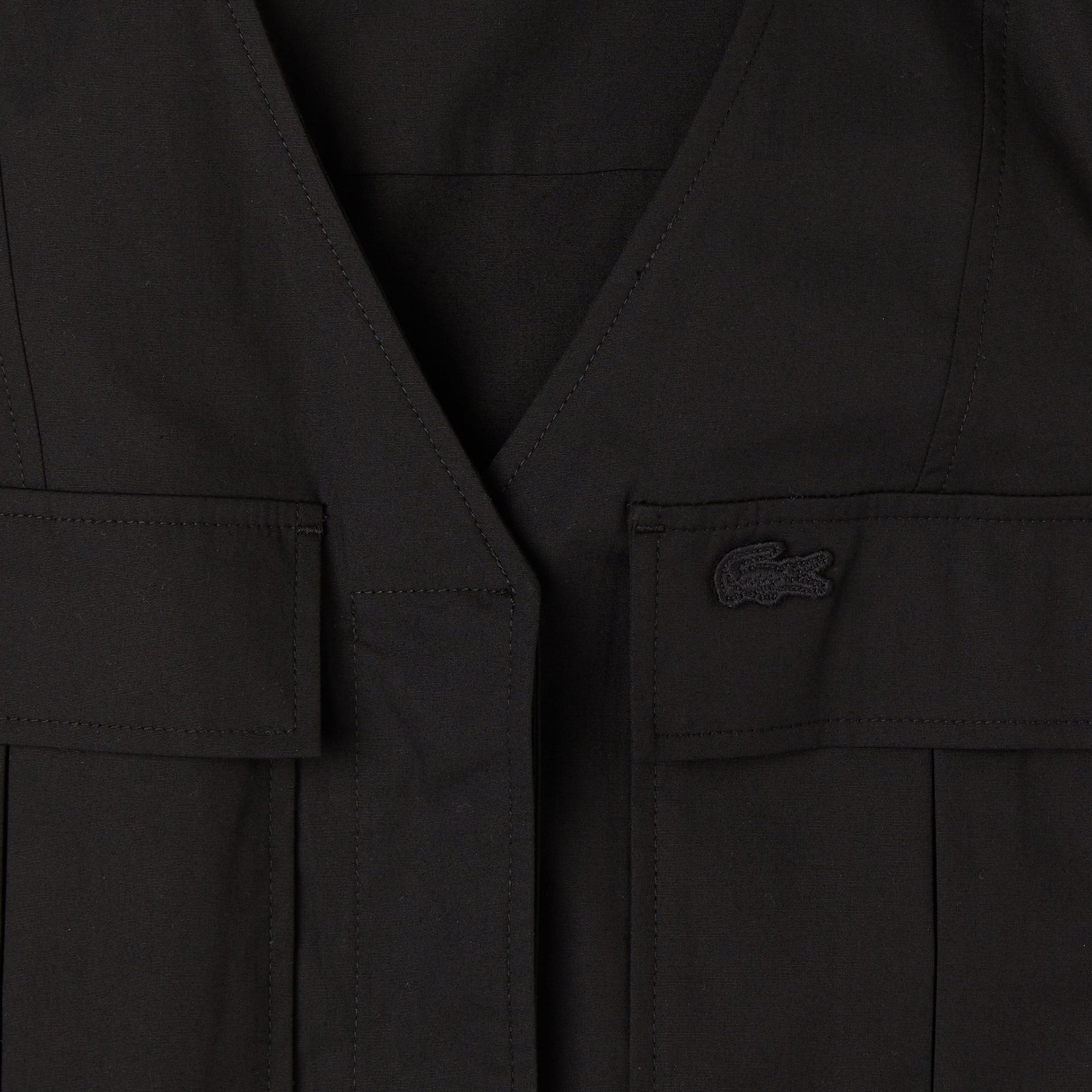 Lacoste Kadın Classic Fit Kolsuz V Yaka Siyah Elbise görsel 4