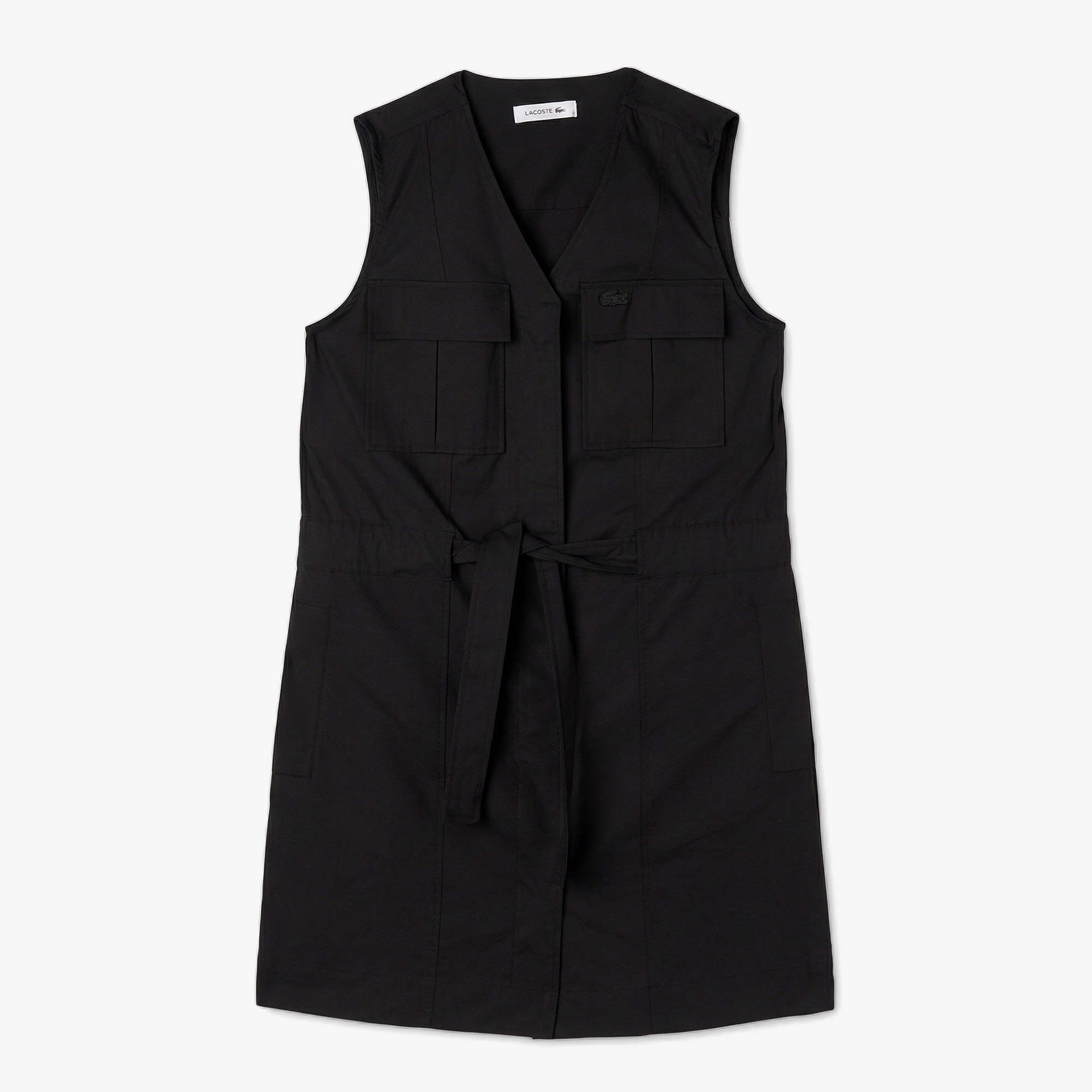 Lacoste Kadın Classic Fit Kolsuz V Yaka Siyah Elbise görsel 3