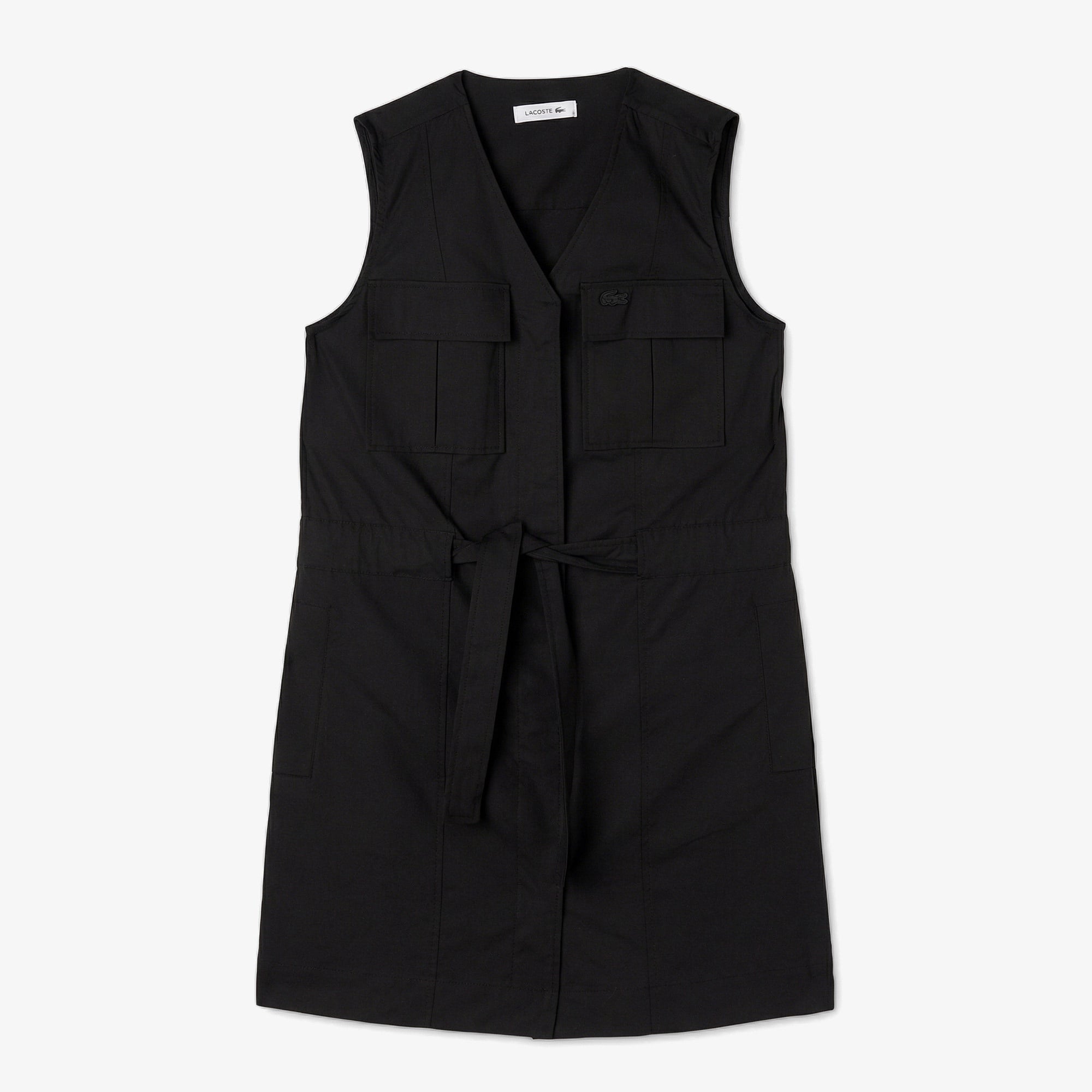 Kadın Classic Fit Kolsuz V Yaka Siyah Elbise