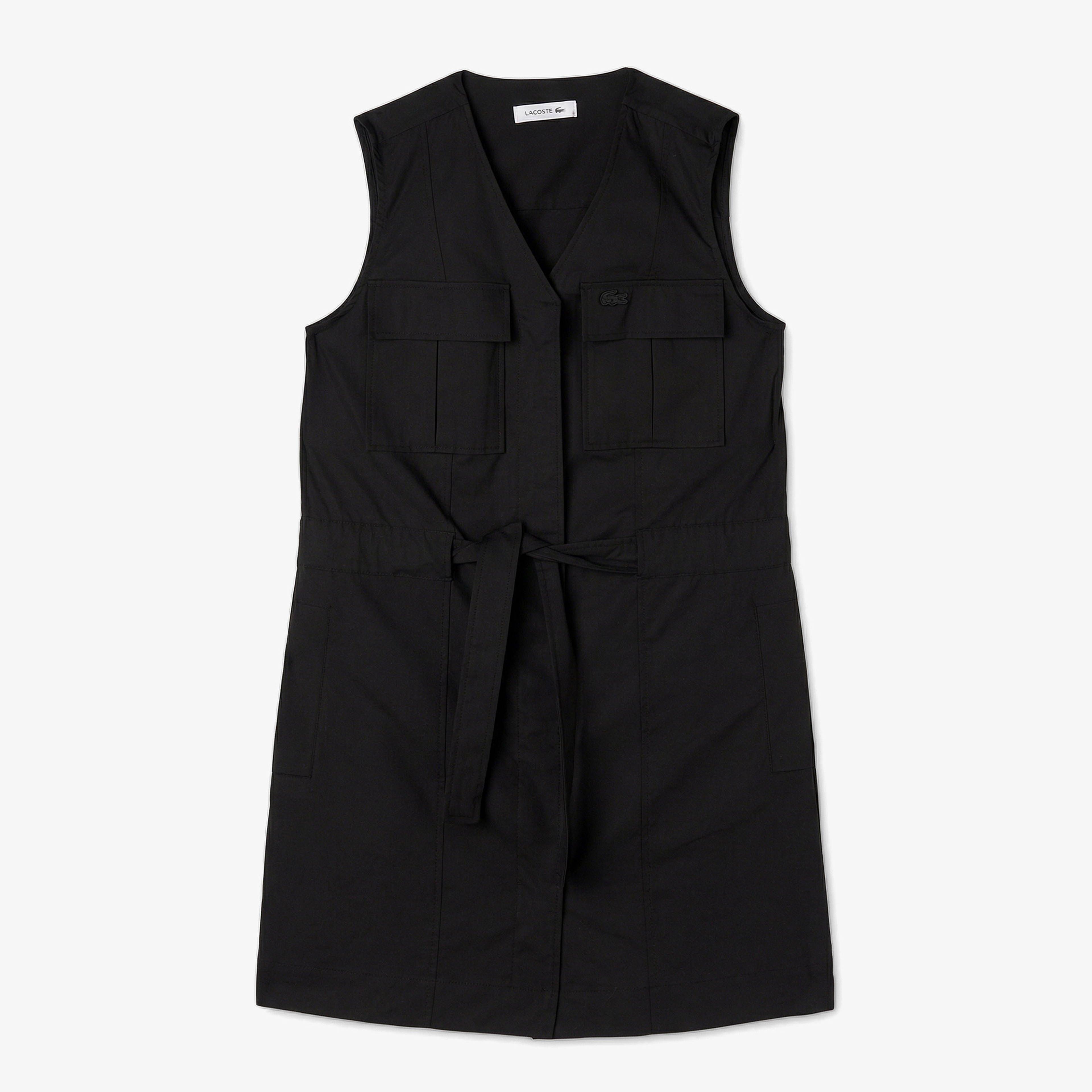 Kadın Classic Fit Kolsuz V Yaka Siyah Elbise