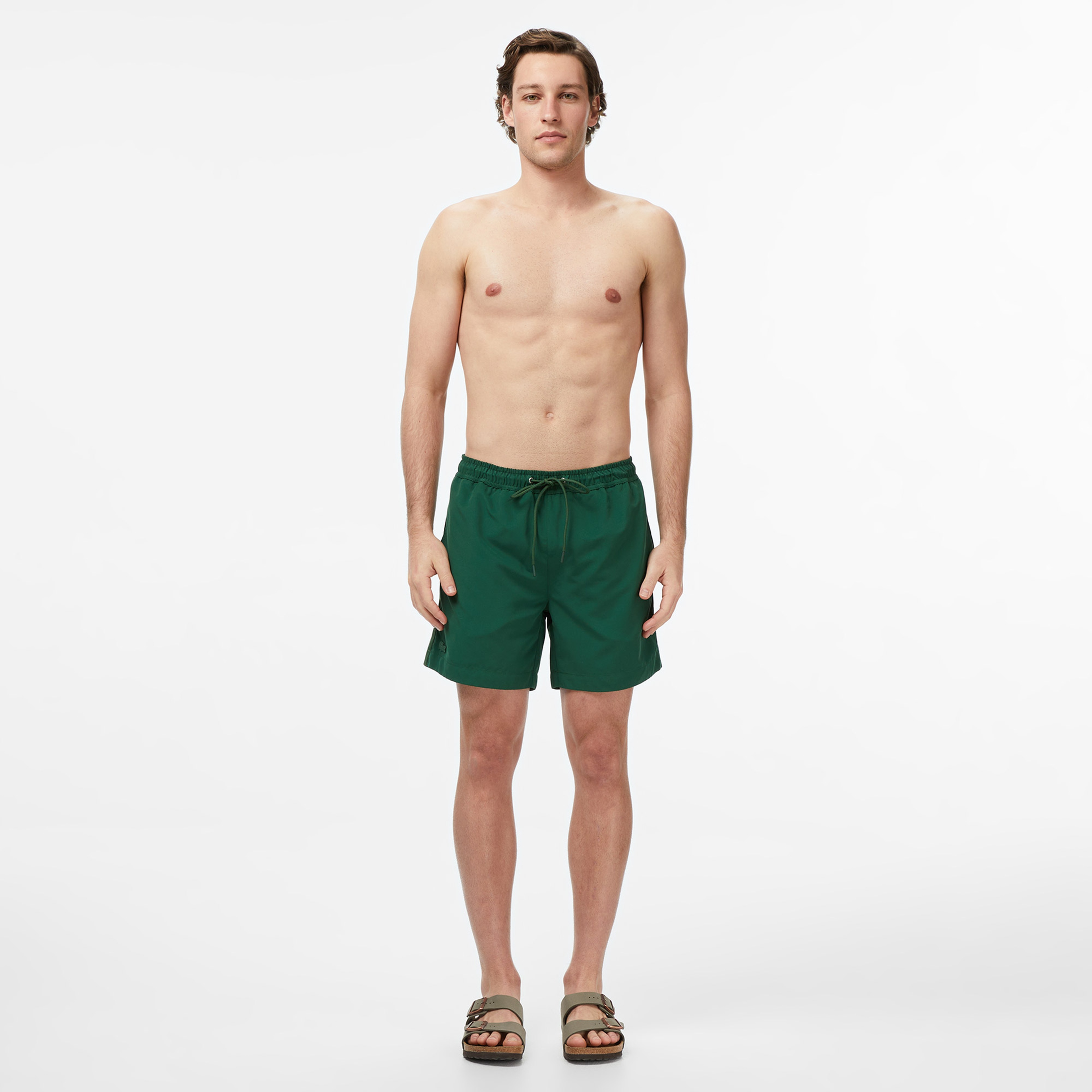 Erkek Regular Fit Koyu Yeşil Deniz Şortu