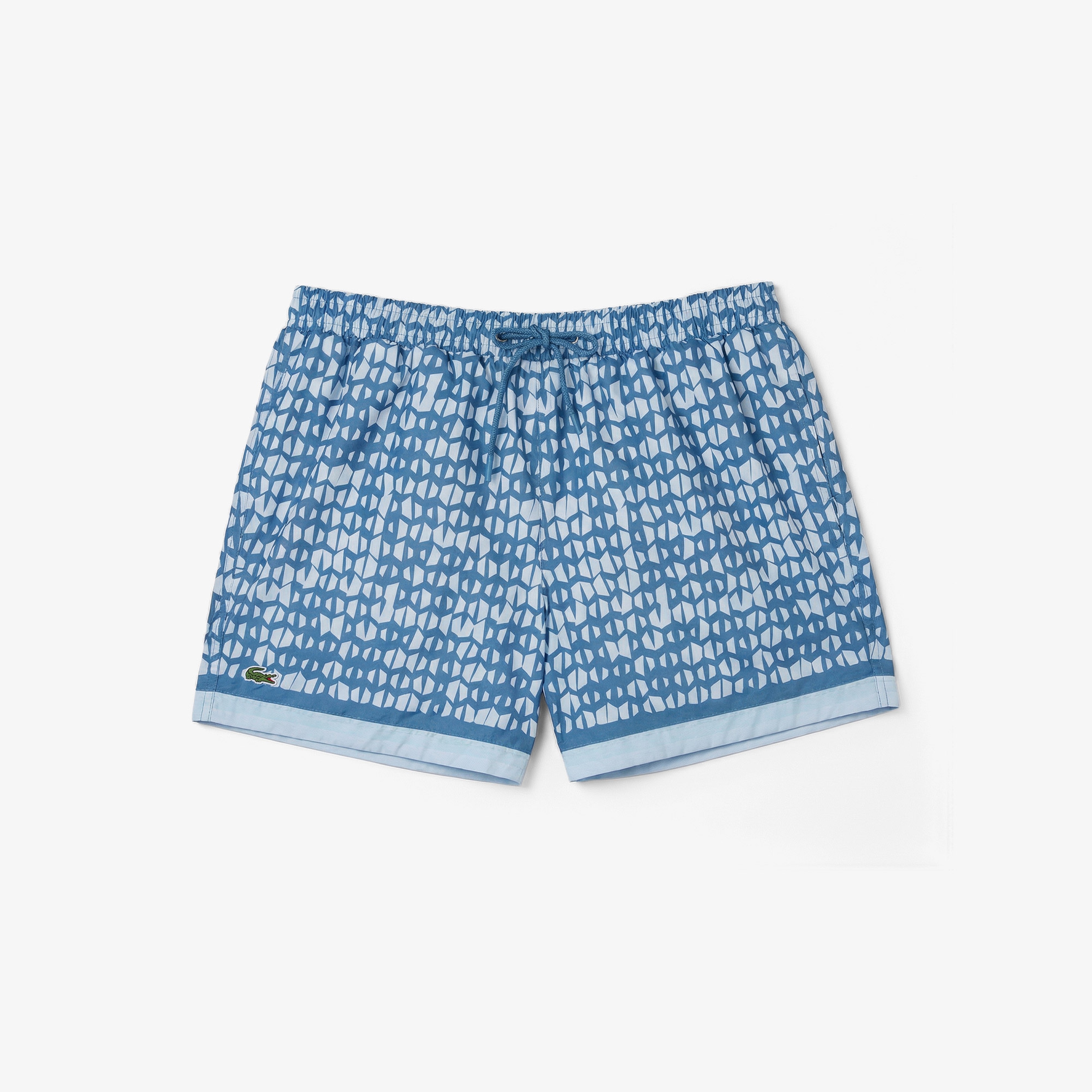 Erkek Regular Fit Desenli Mavi Deniz Şortu
