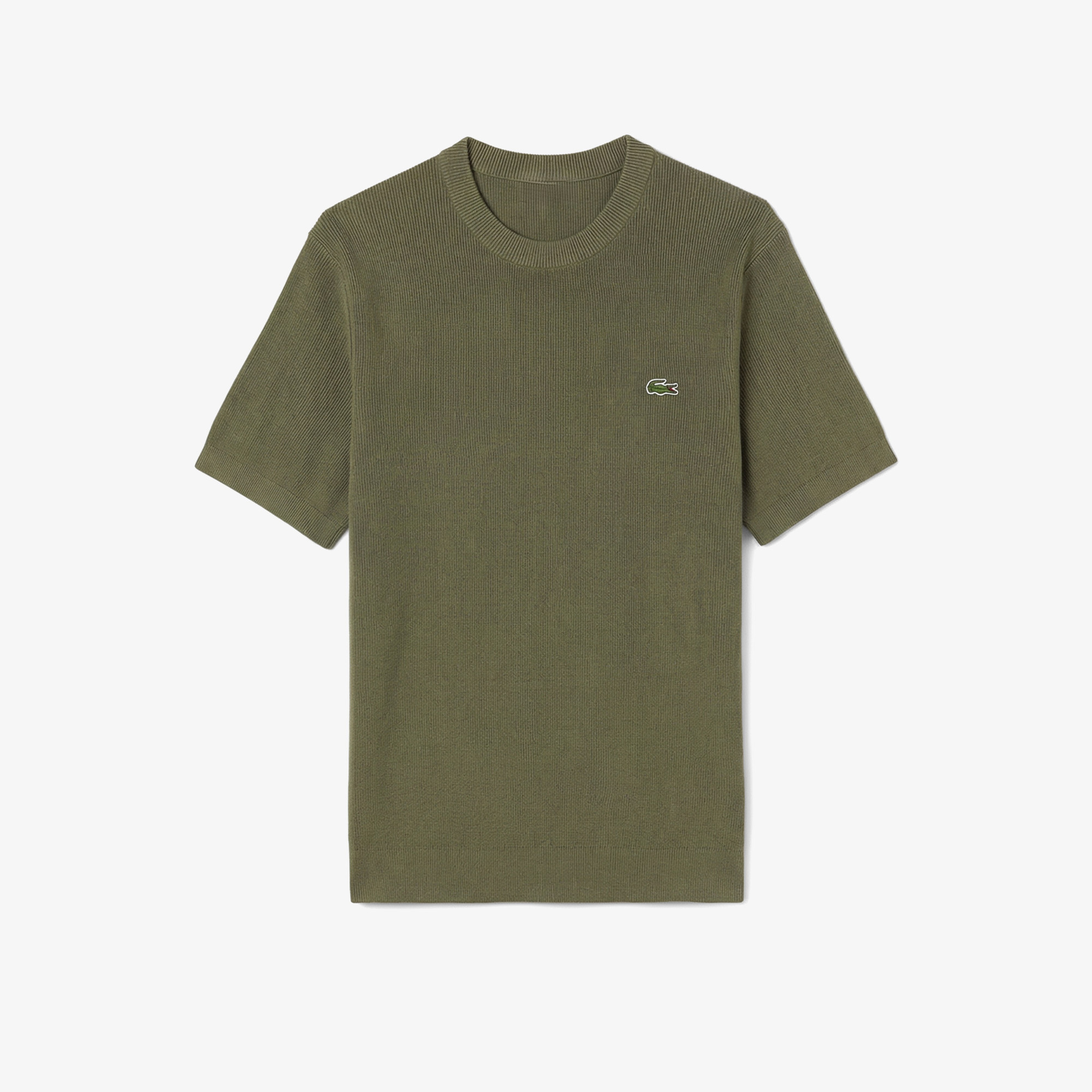 Erkek Classic Fit Kısa Kollu Bisiklet Yaka Haki Triko