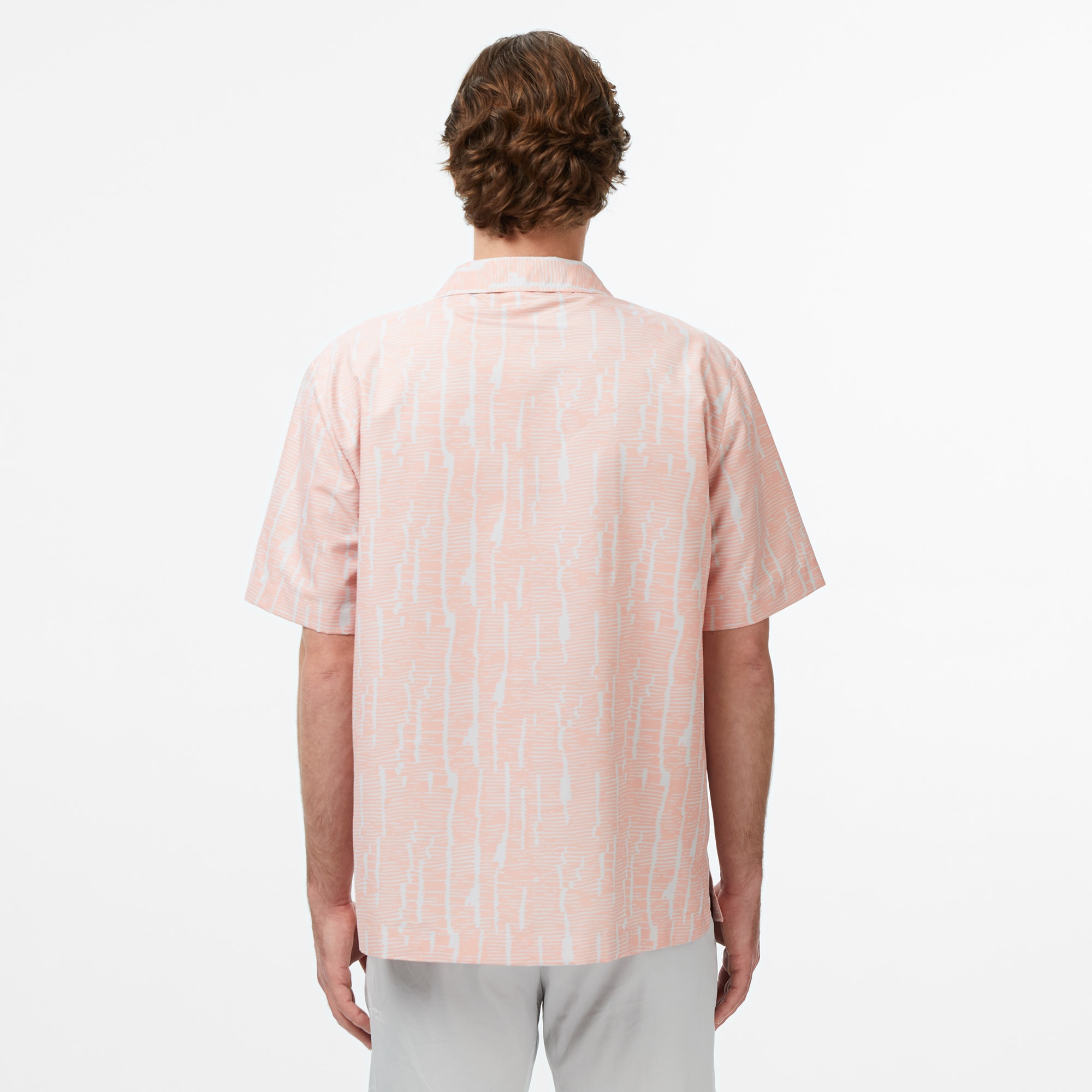 Erkek Relaxed Fit Kısa Kollu Desenli Turuncu Gömlek