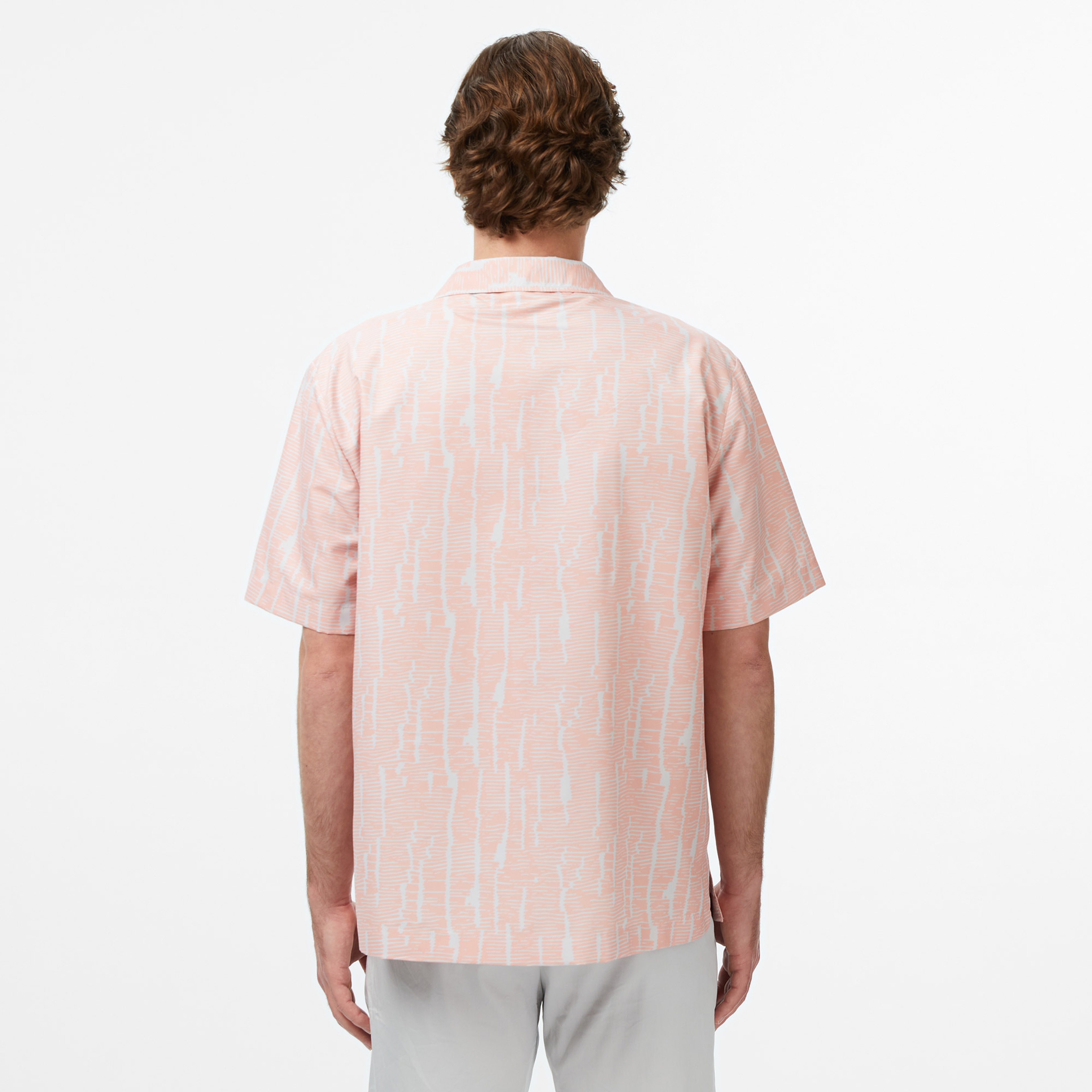 Erkek Relaxed Fit Kısa Kollu Desenli Turuncu Gömlek