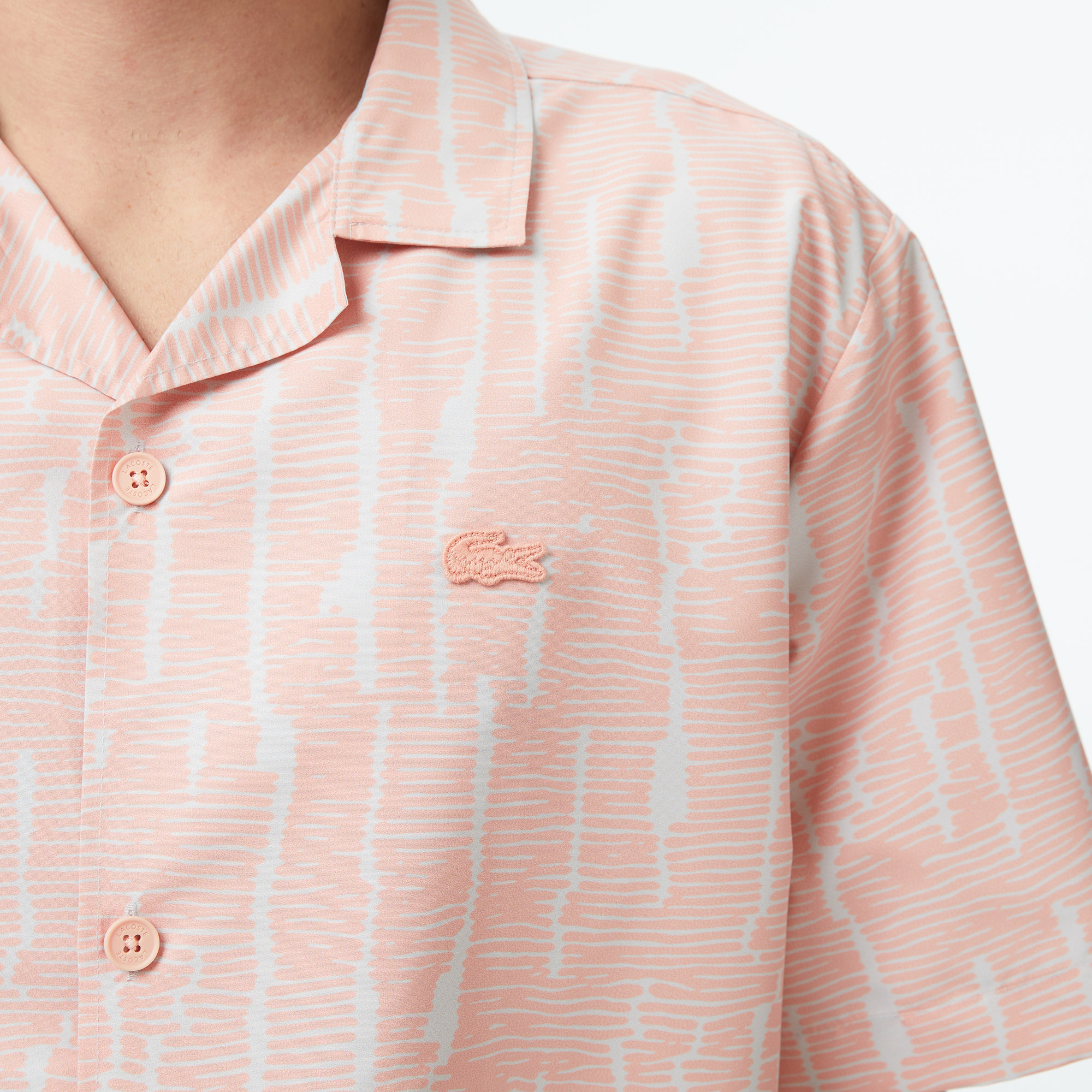 Lacoste Erkek Relaxed Fit Kısa Kollu Desenli Turuncu Gömlek görsel 7