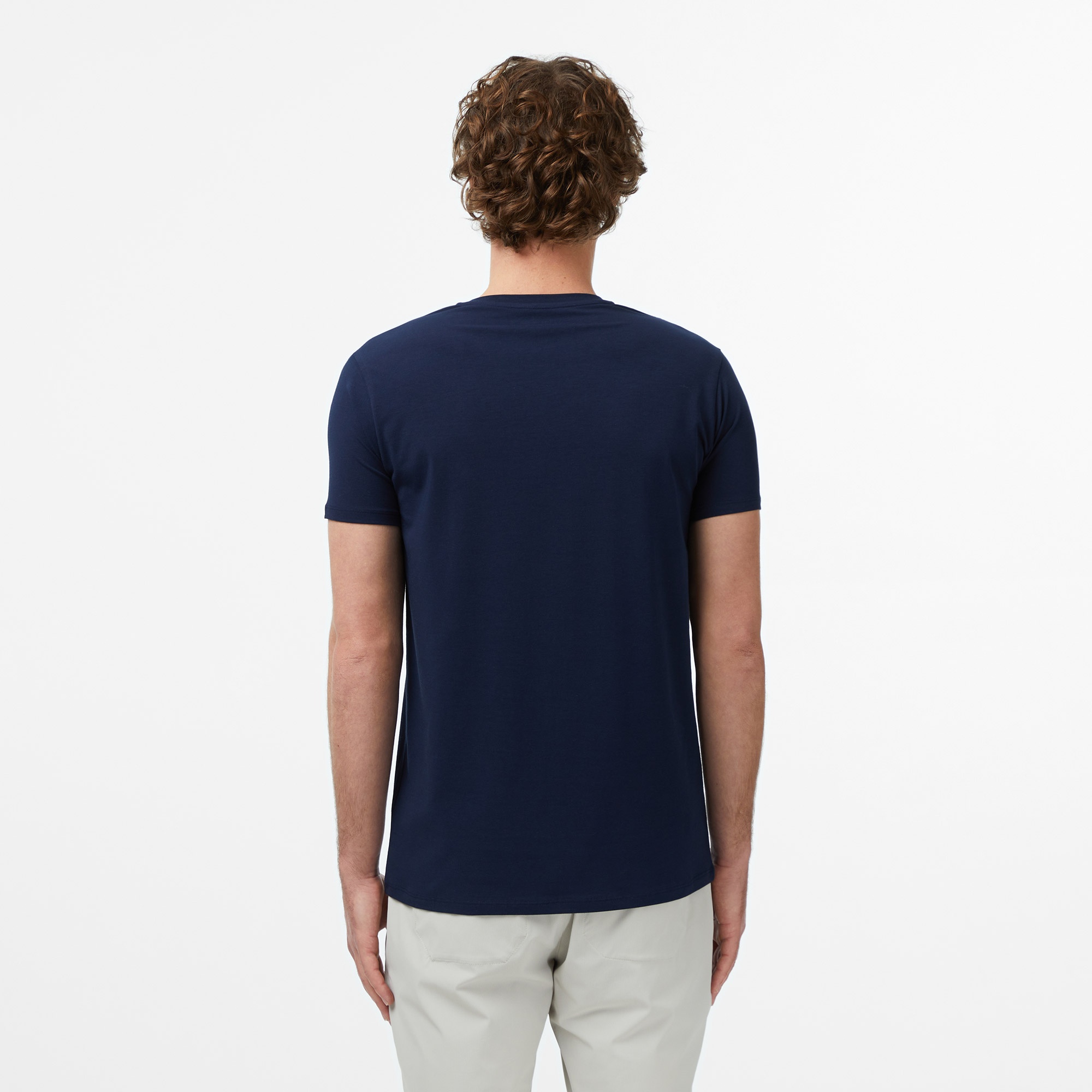 Erkek Slim Fit V Yaka Lacivert T-Shirt