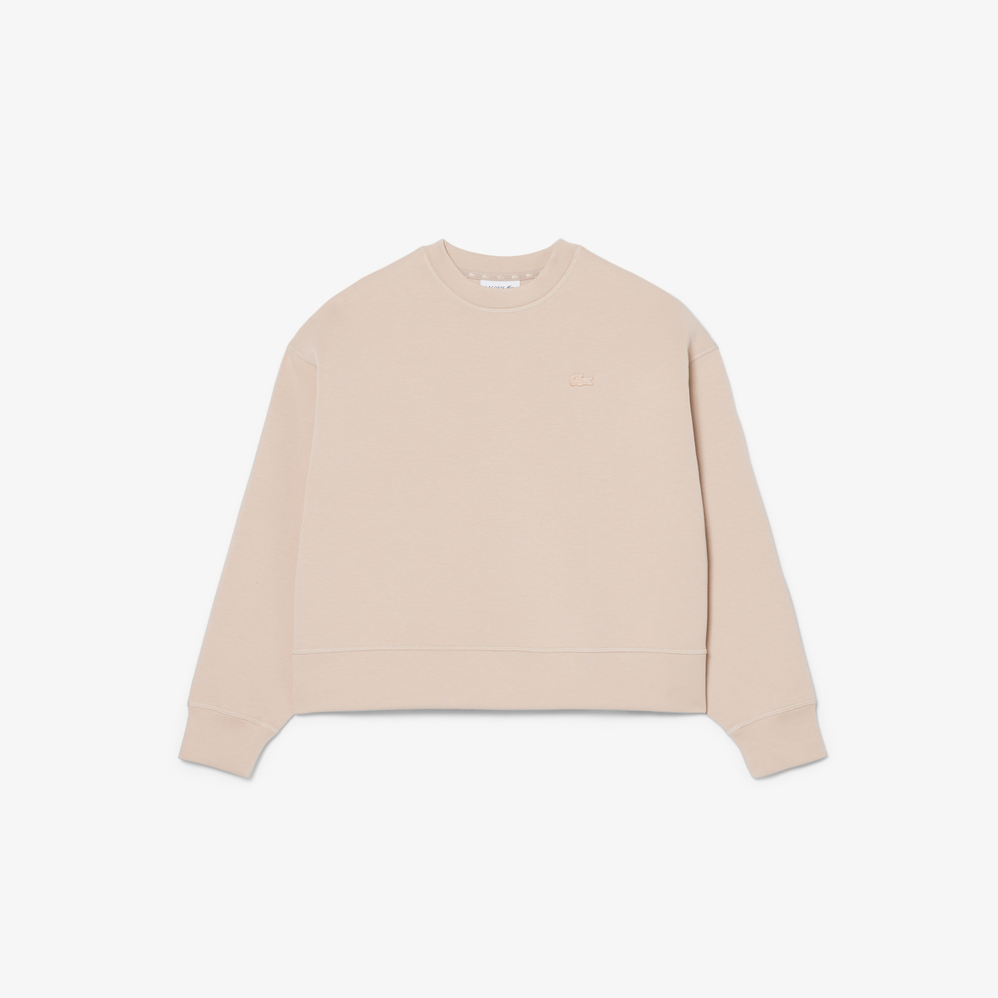 Lacoste Kadın Oversize Fit Bisiklet Yaka Bej Sweatshirt görsel 5